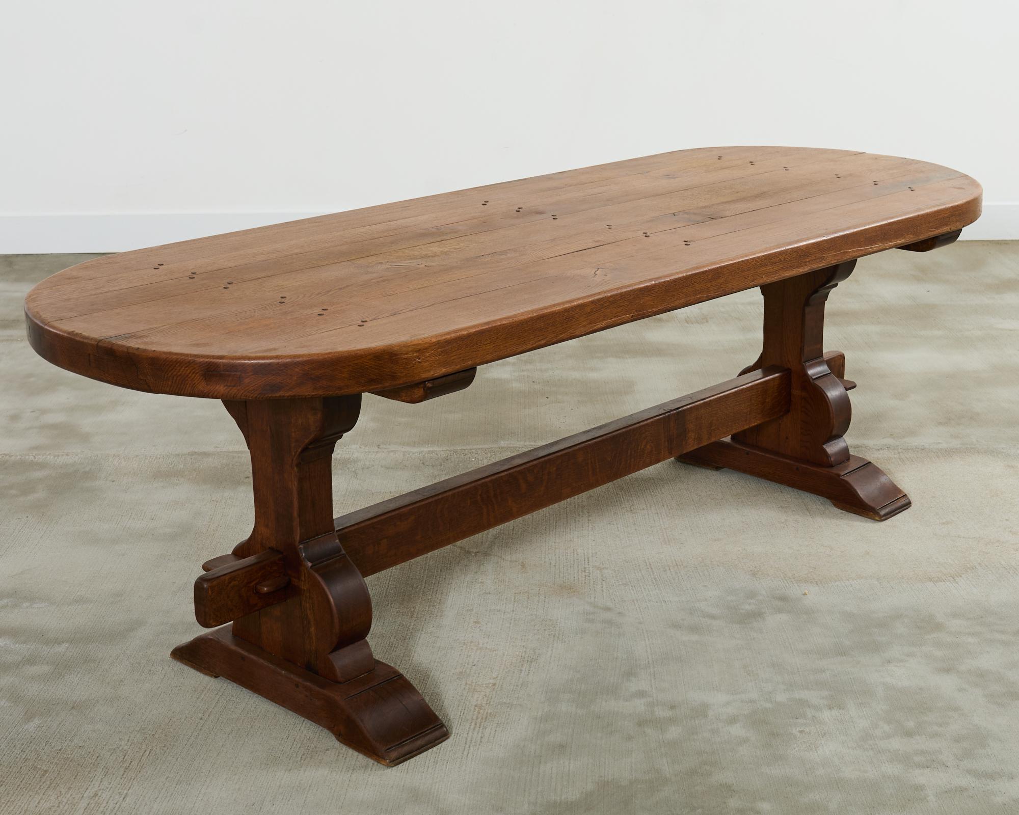 Country French Oak Farmhouse Dining Table Demilune Ends 1