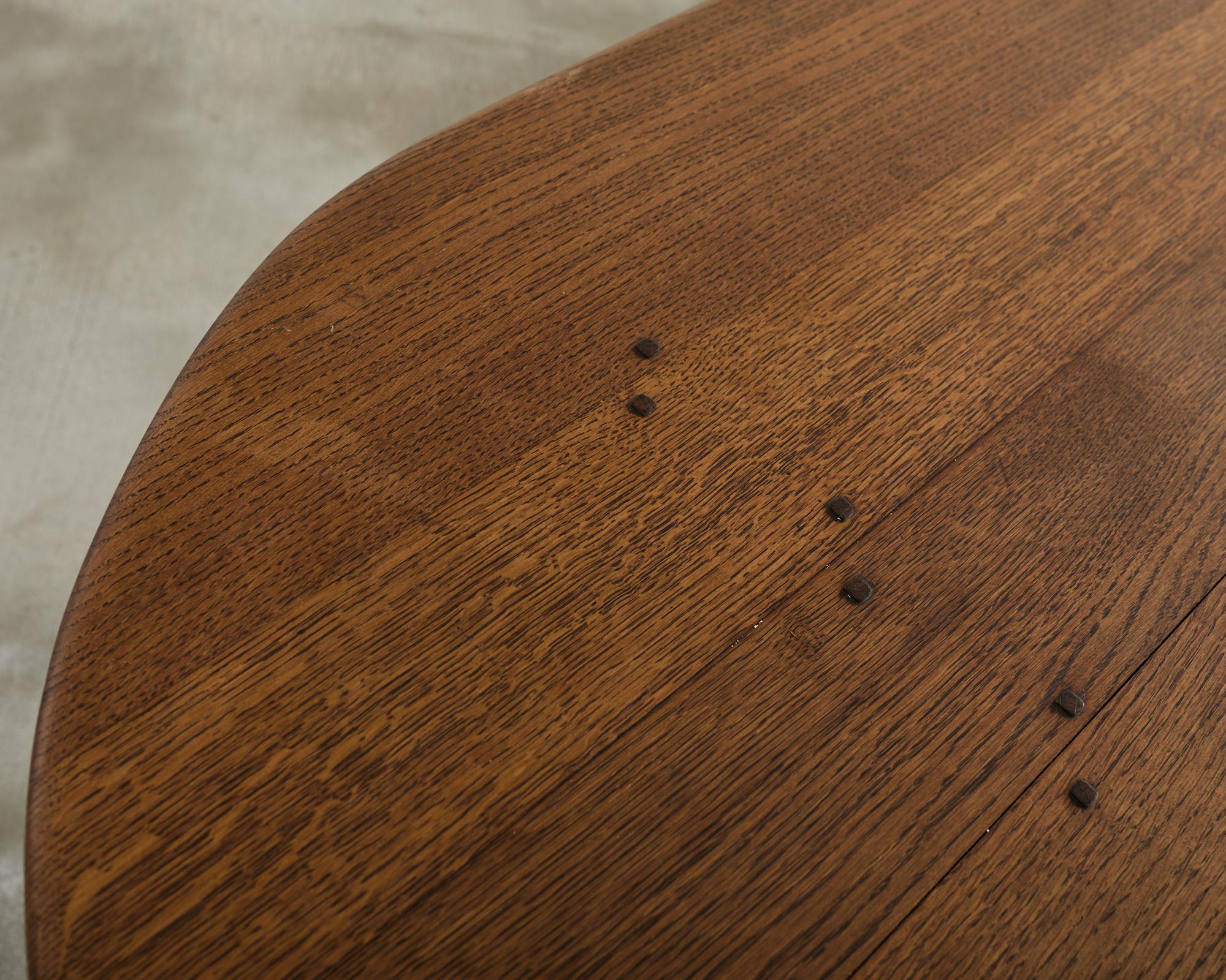 Country French Oak Farmhouse Dining Table Demilune Ends 4