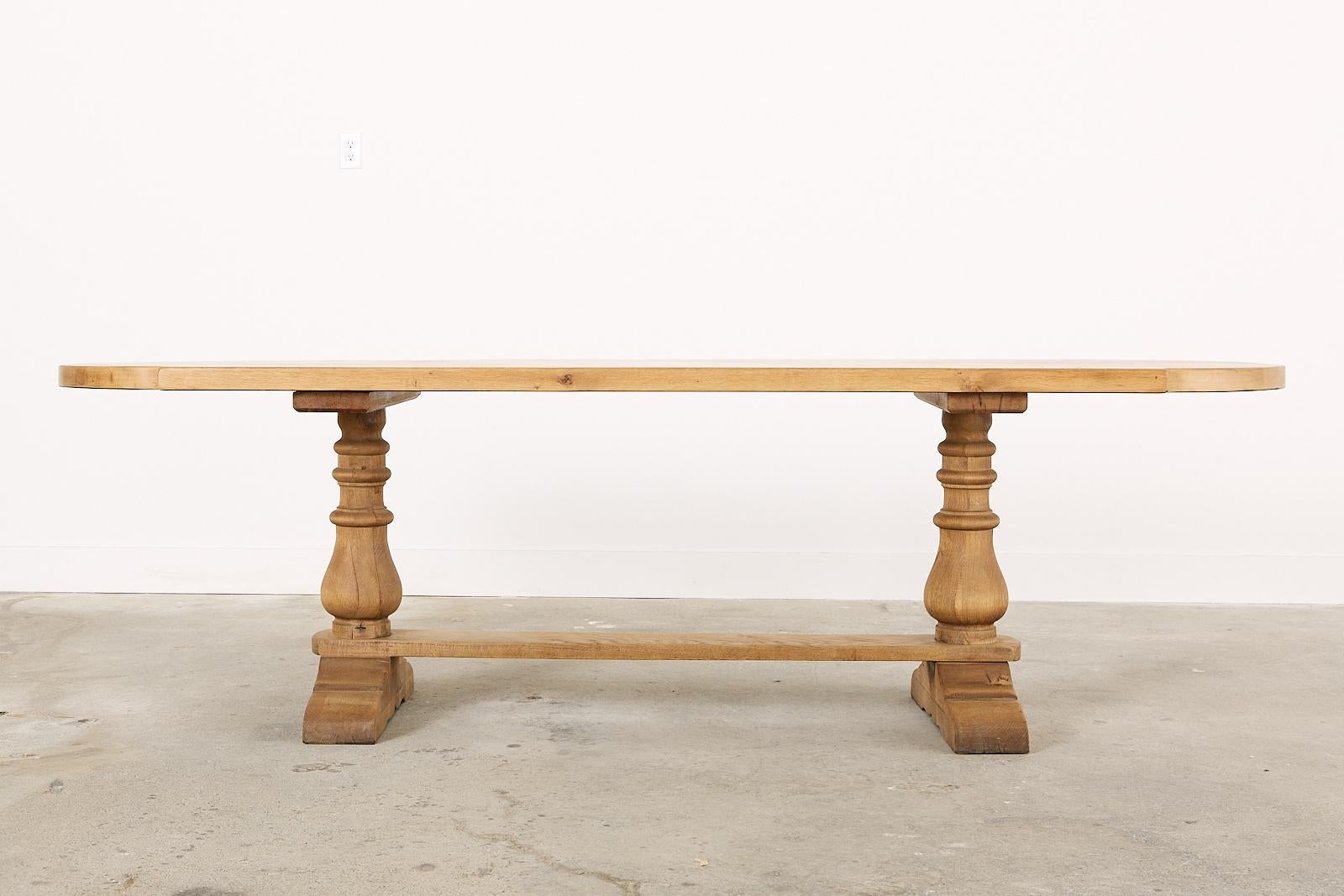 Country French Oak Farmhouse Dining Table with Demilune Ends For Sale 12