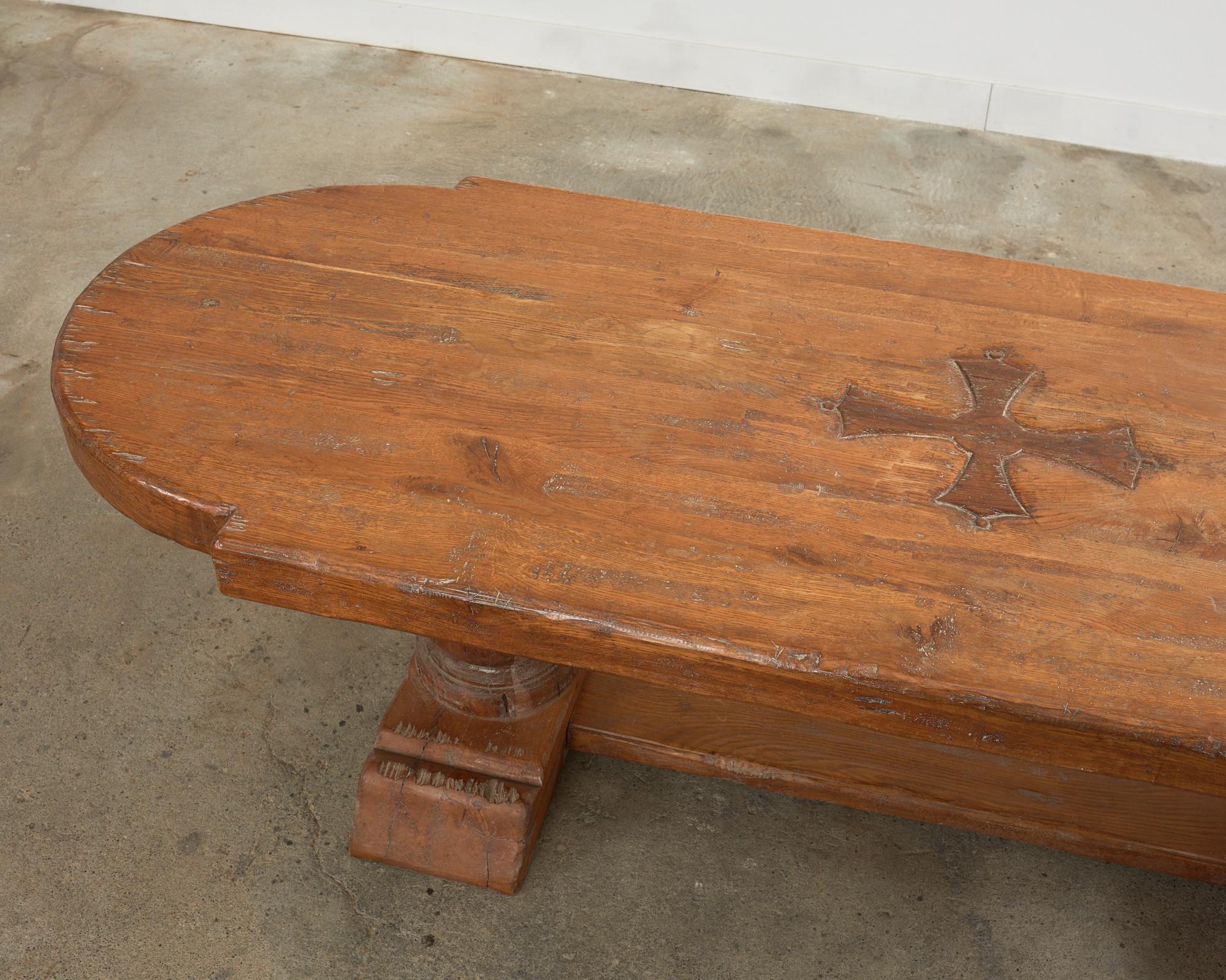 Grand Country French Oak Farmhouse Dining Table Demilune Ends In Good Condition For Sale In Rio Vista, CA