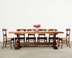 Country French Oak Farmhouse Trestle Dining Table 8 Ft.