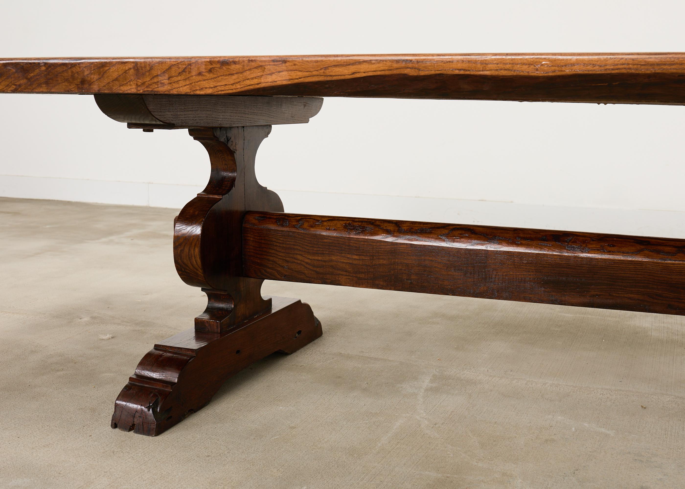 Land Französisch Eiche Bauernhaus Trestle Esstisch 9,8 Ft im Angebot 6