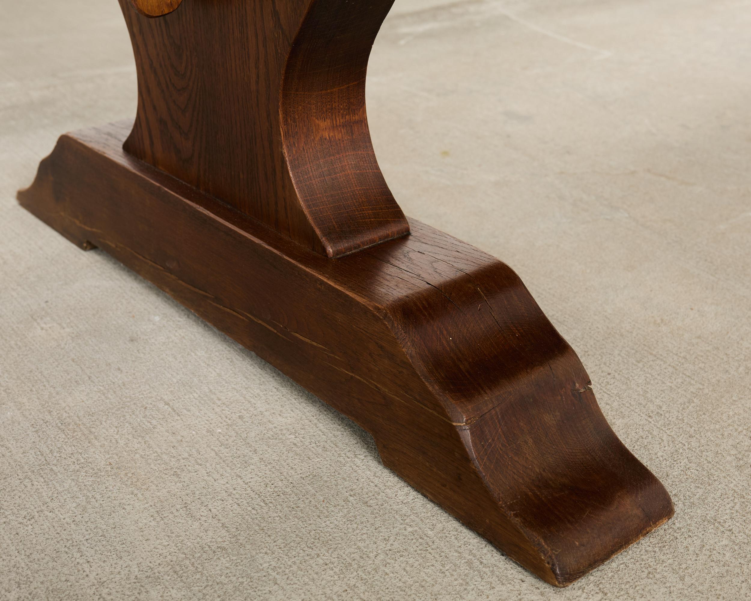 Tavolo da pranzo a cavalletto in stile rustico in Oak Oak in vendita 3