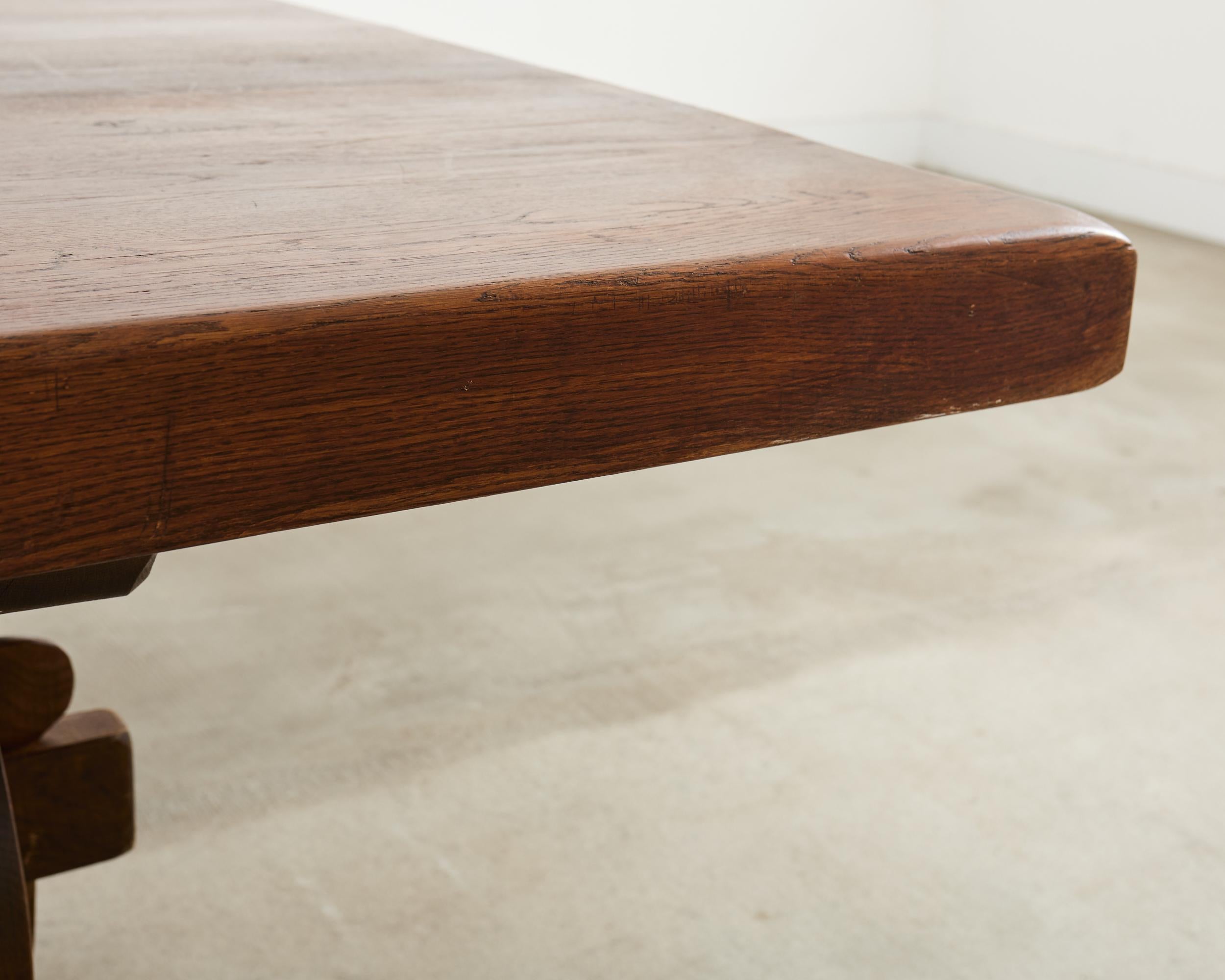 Tavolo da pranzo a cavalletto in stile rustico in Oak Oak in vendita 4