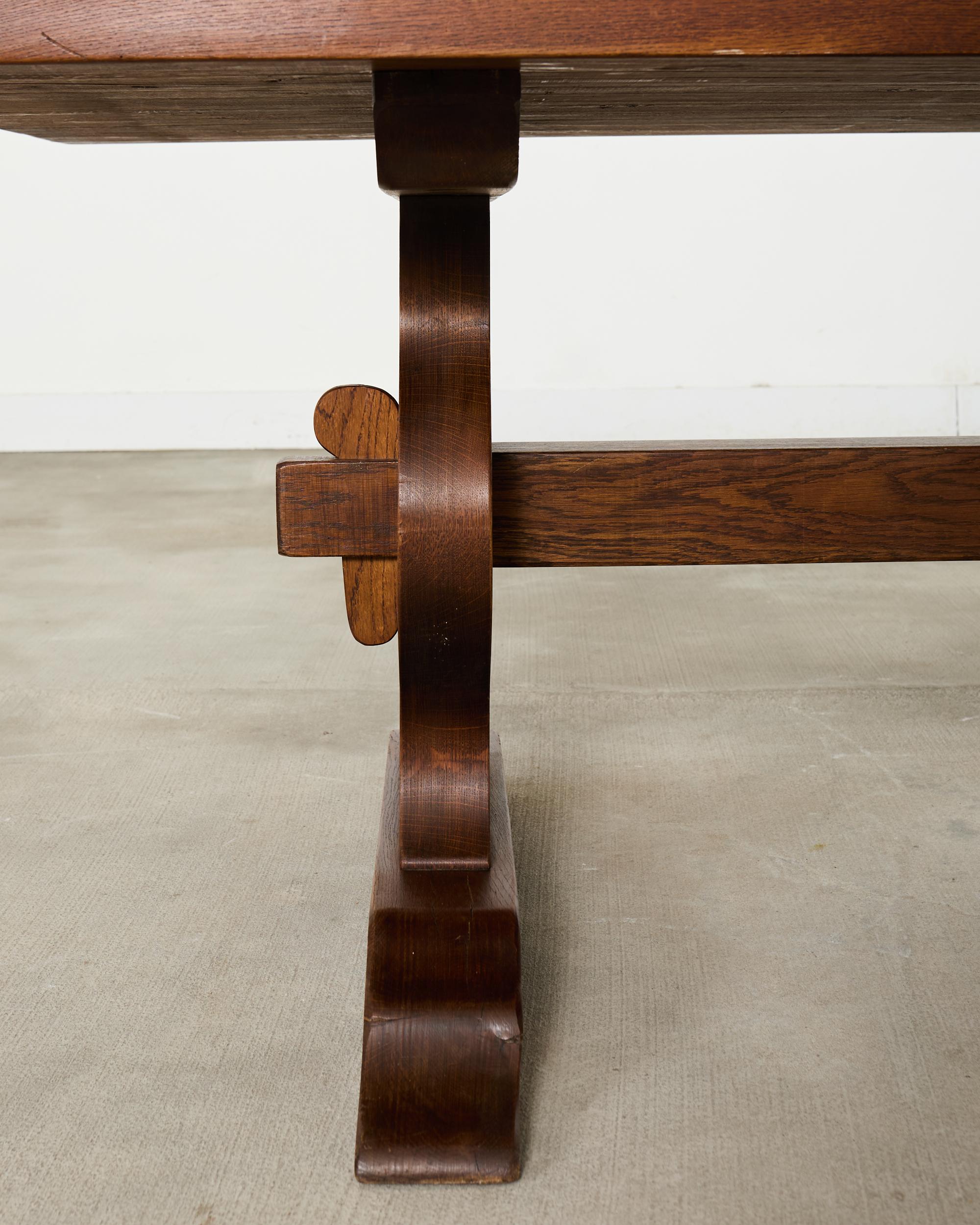 Tavolo da pranzo a cavalletto in stile rustico in Oak Oak in vendita 5