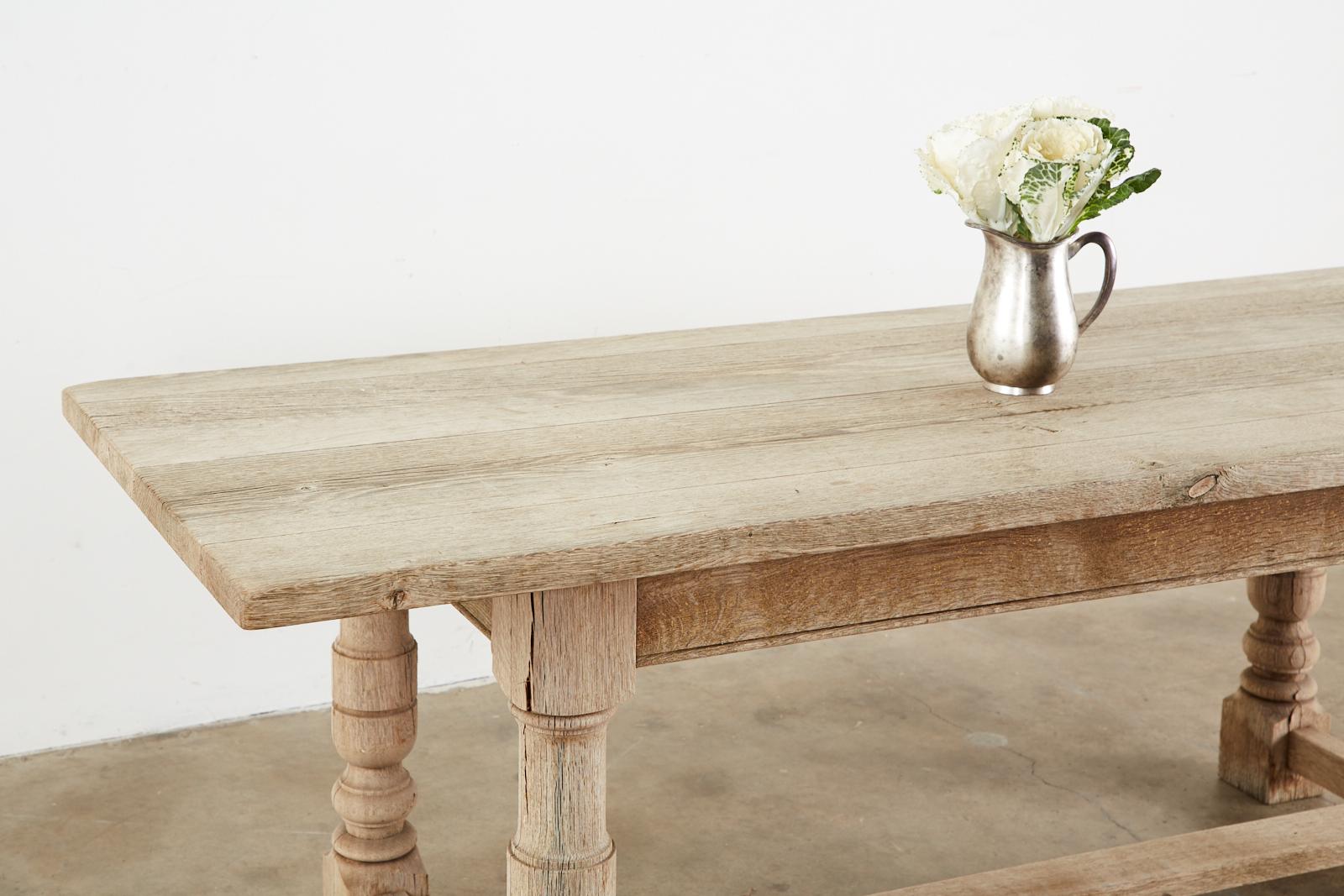 Country French Oak Farmhouse Trestle Dining Table For Sale 6