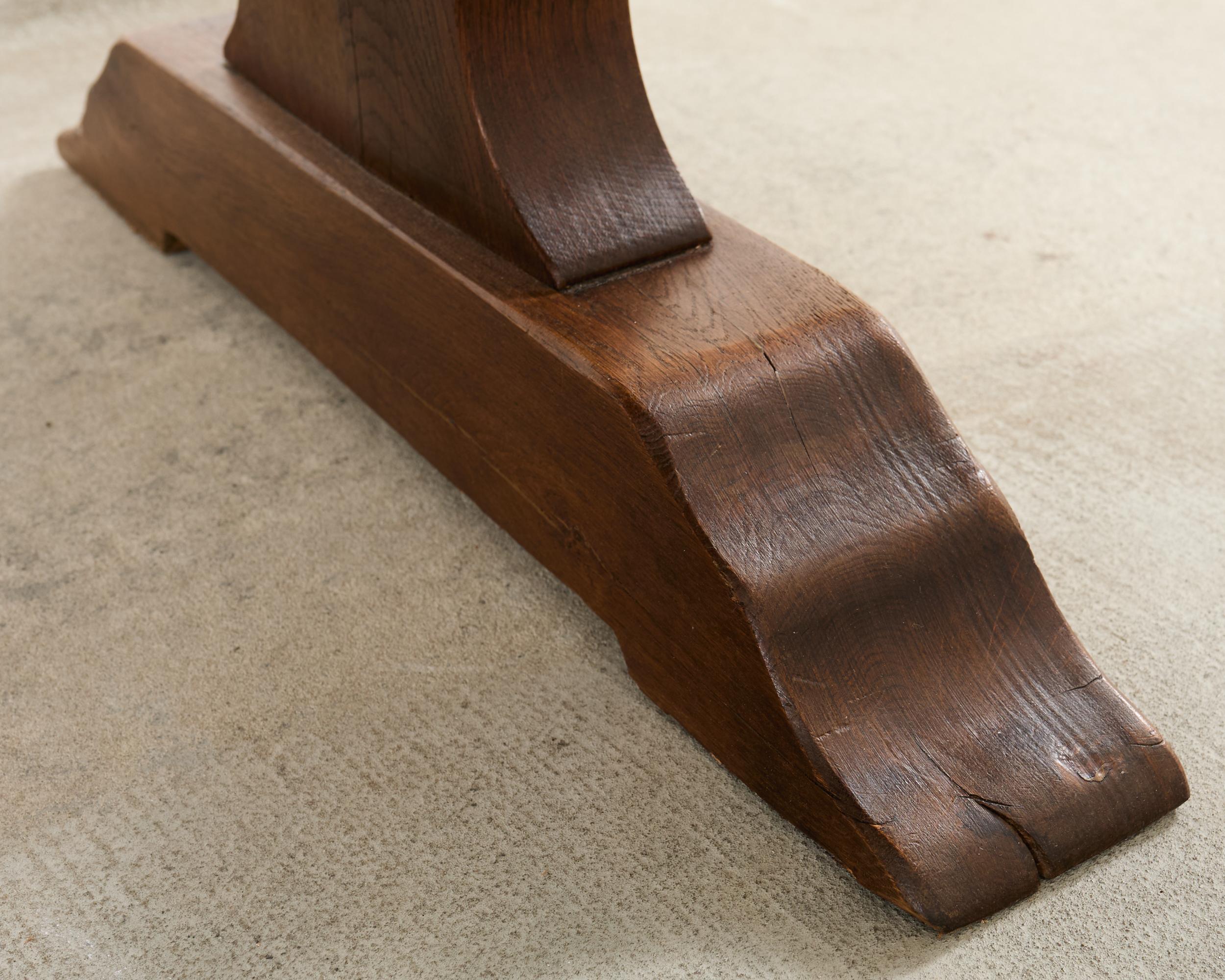 Tavolo da pranzo a cavalletto in stile rustico in Oak Oak in vendita 8