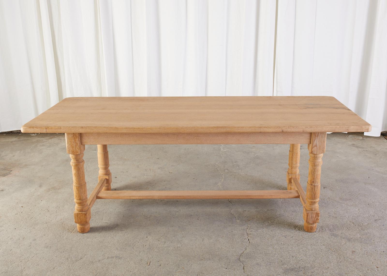 Country French Oak Farmhouse Trestle Dining Table For Sale 11