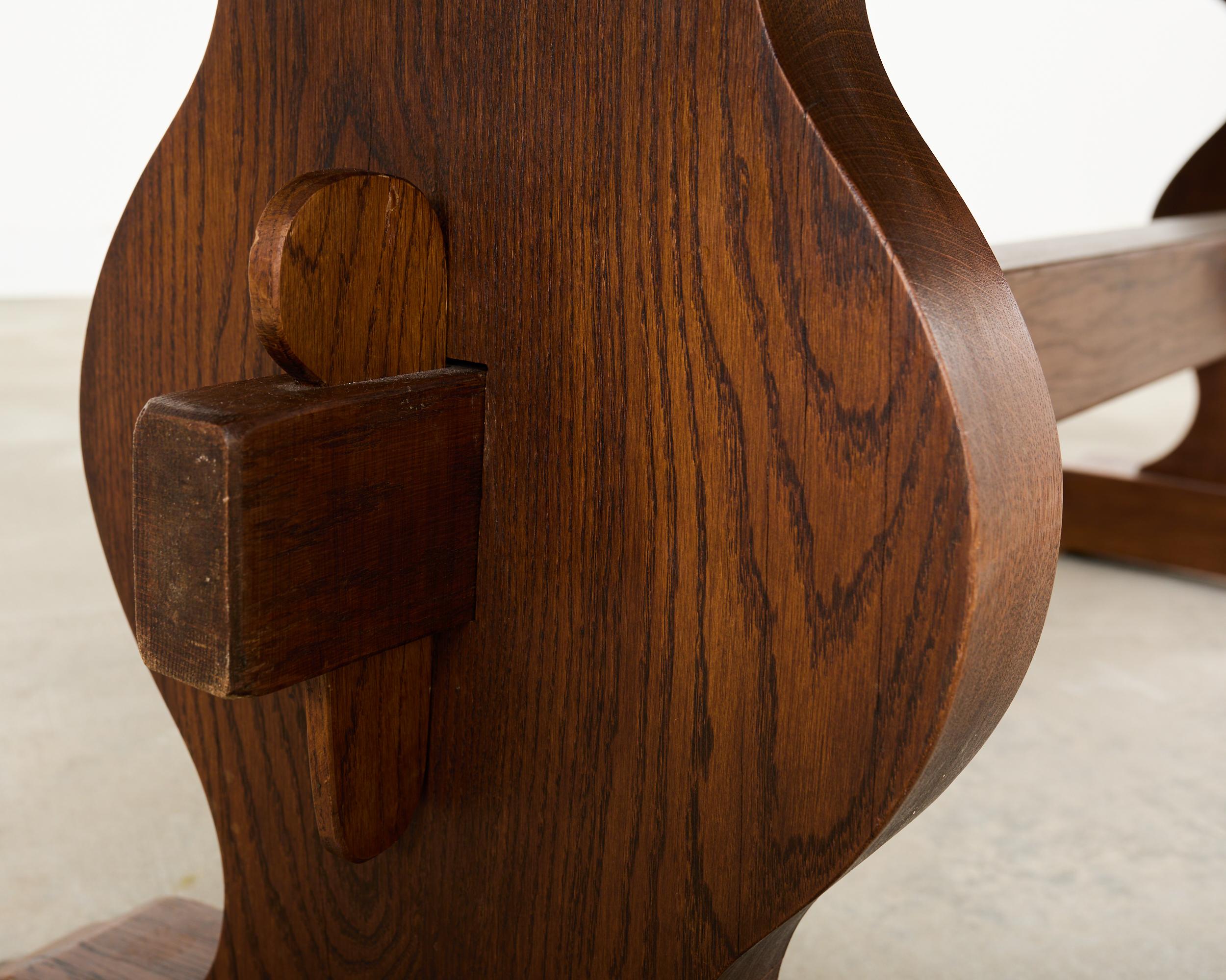 Tavolo da pranzo a cavalletto in stile rustico in Oak Oak in vendita 11