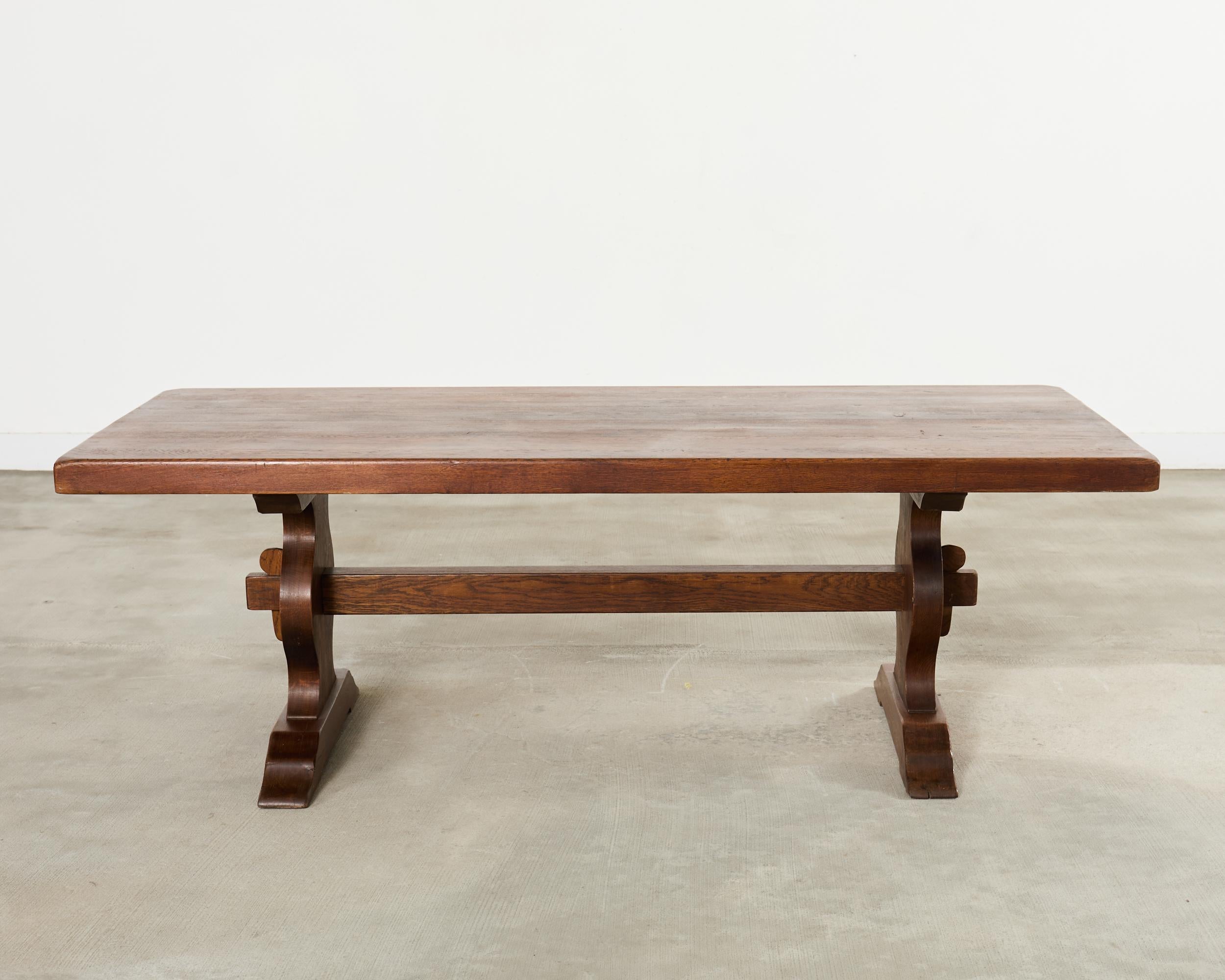 Country Tavolo da pranzo a cavalletto in stile rustico in Oak Oak in vendita