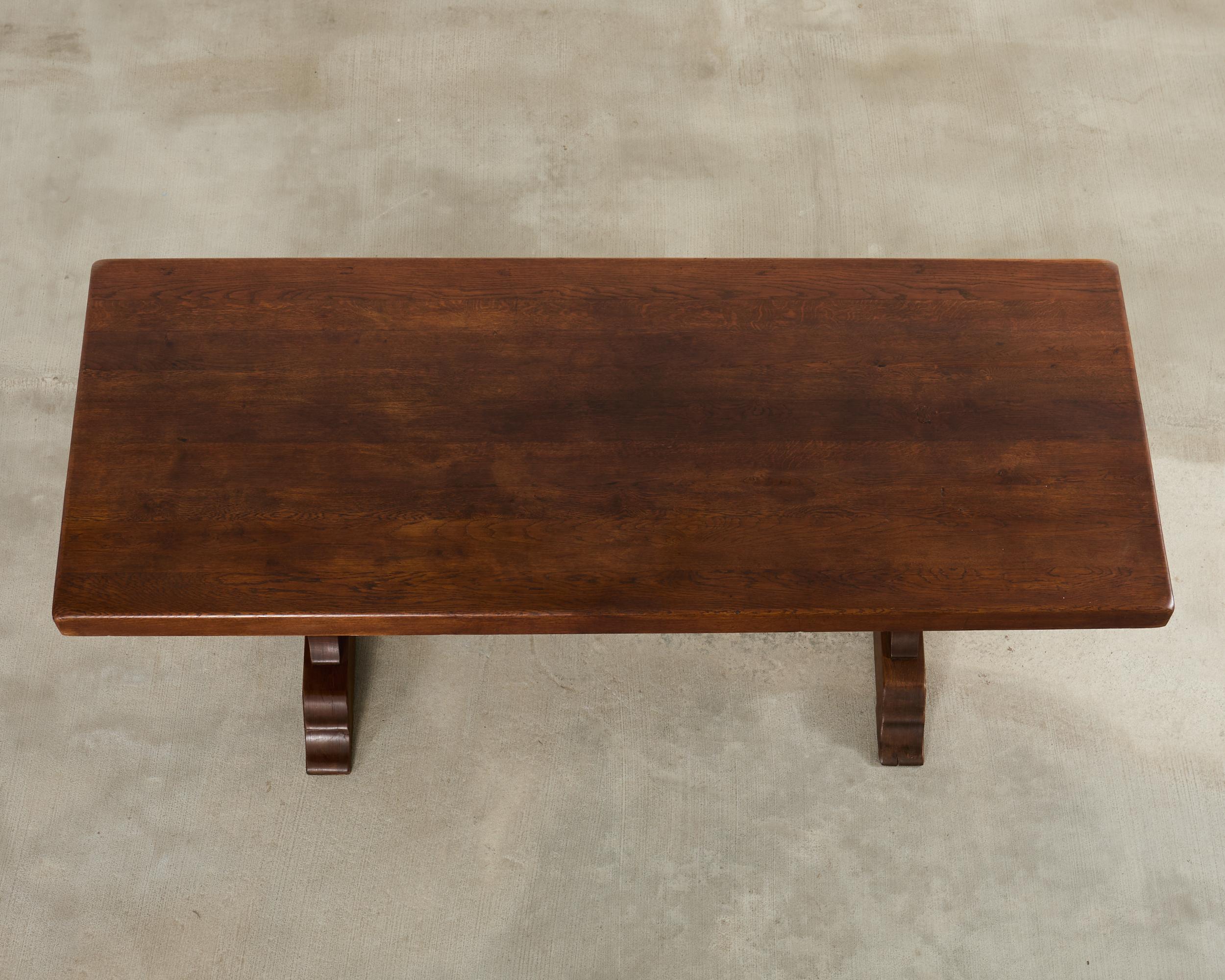 Francese Tavolo da pranzo a cavalletto in stile rustico in Oak Oak in vendita