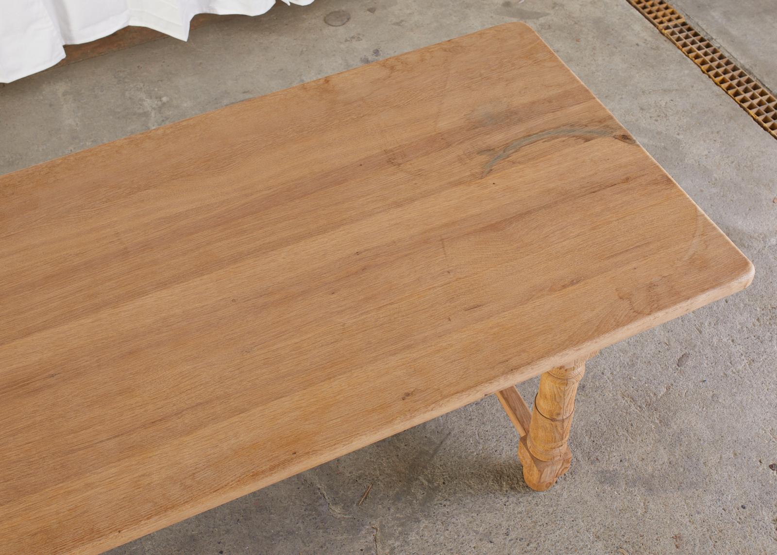 Rustic Country French Oak Farmhouse Trestle Dining Table For Sale