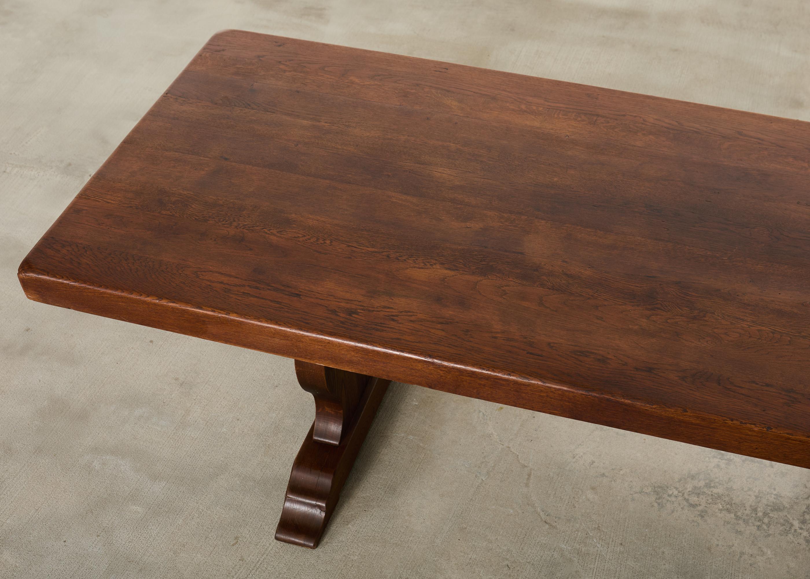 XX secolo Tavolo da pranzo a cavalletto in stile rustico in Oak Oak in vendita