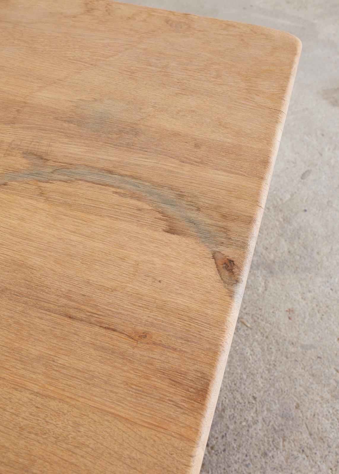 20th Century Country French Oak Farmhouse Trestle Dining Table