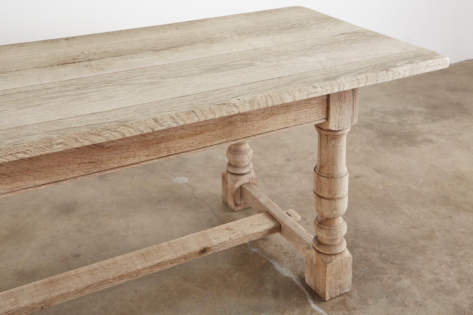 Country French Oak Farmhouse Trestle Dining Table For Sale 1