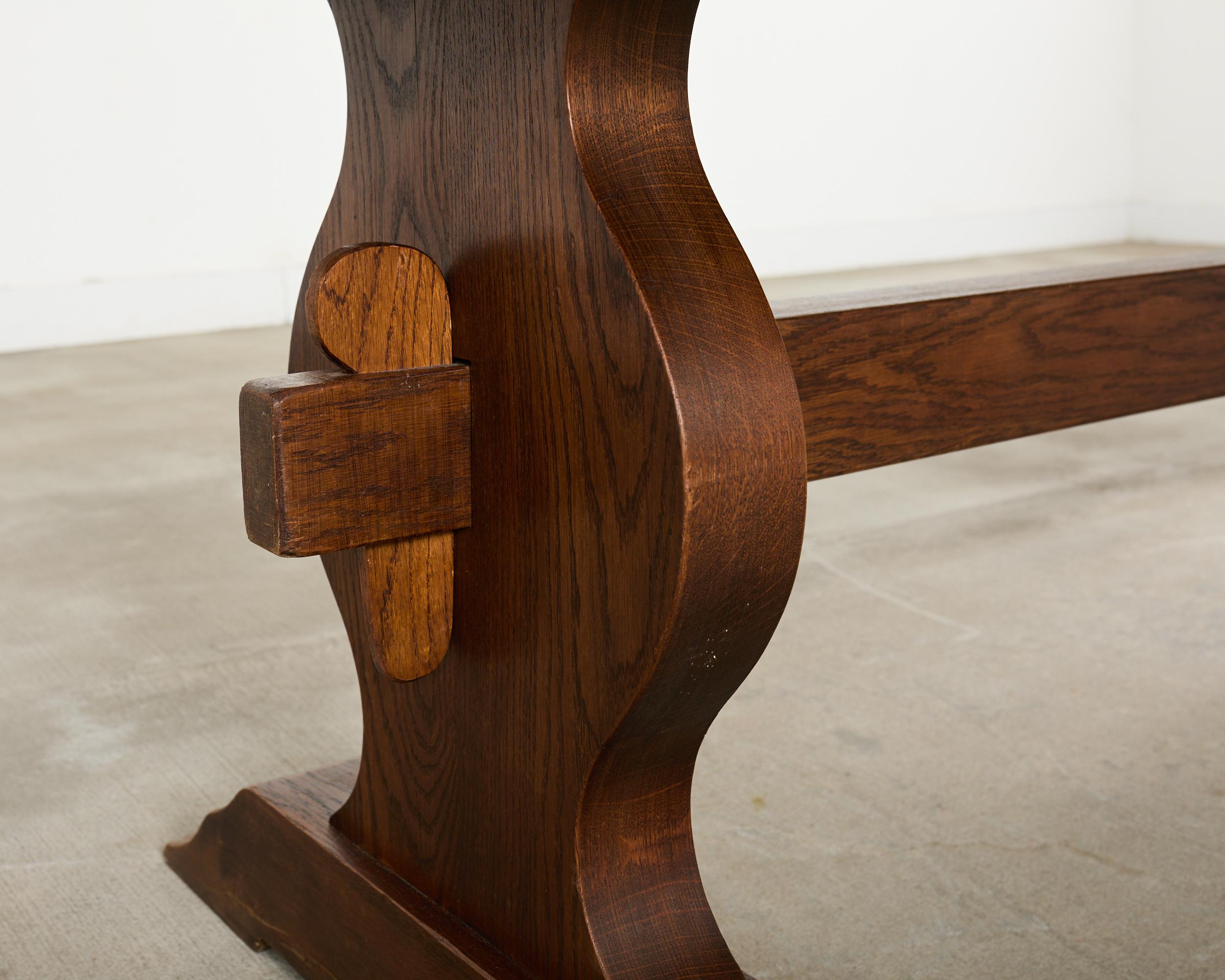 Tavolo da pranzo a cavalletto in stile rustico in Oak Oak in vendita 1