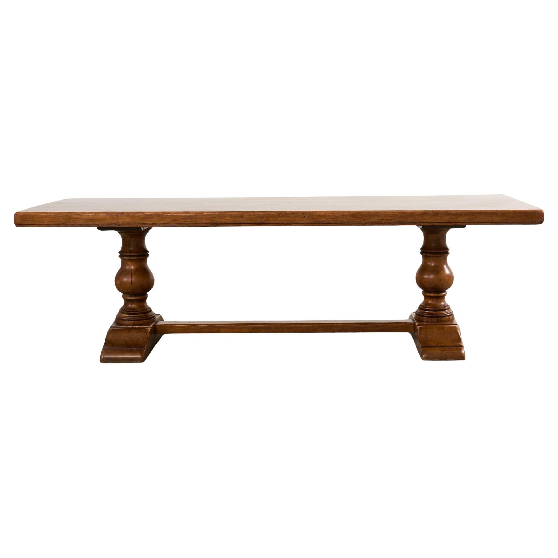 Country French Oak Farmhouse Trestle Harvest Dining Table