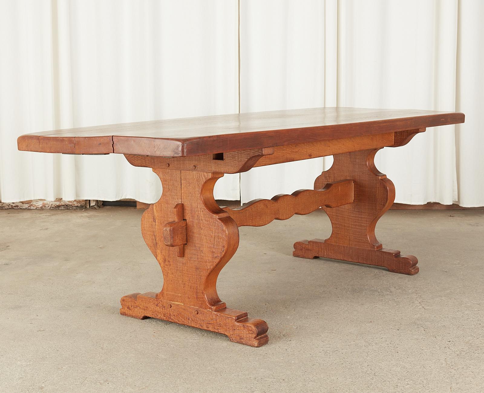 Country French Oak Farmhouse Trestle Style Dining Table 5