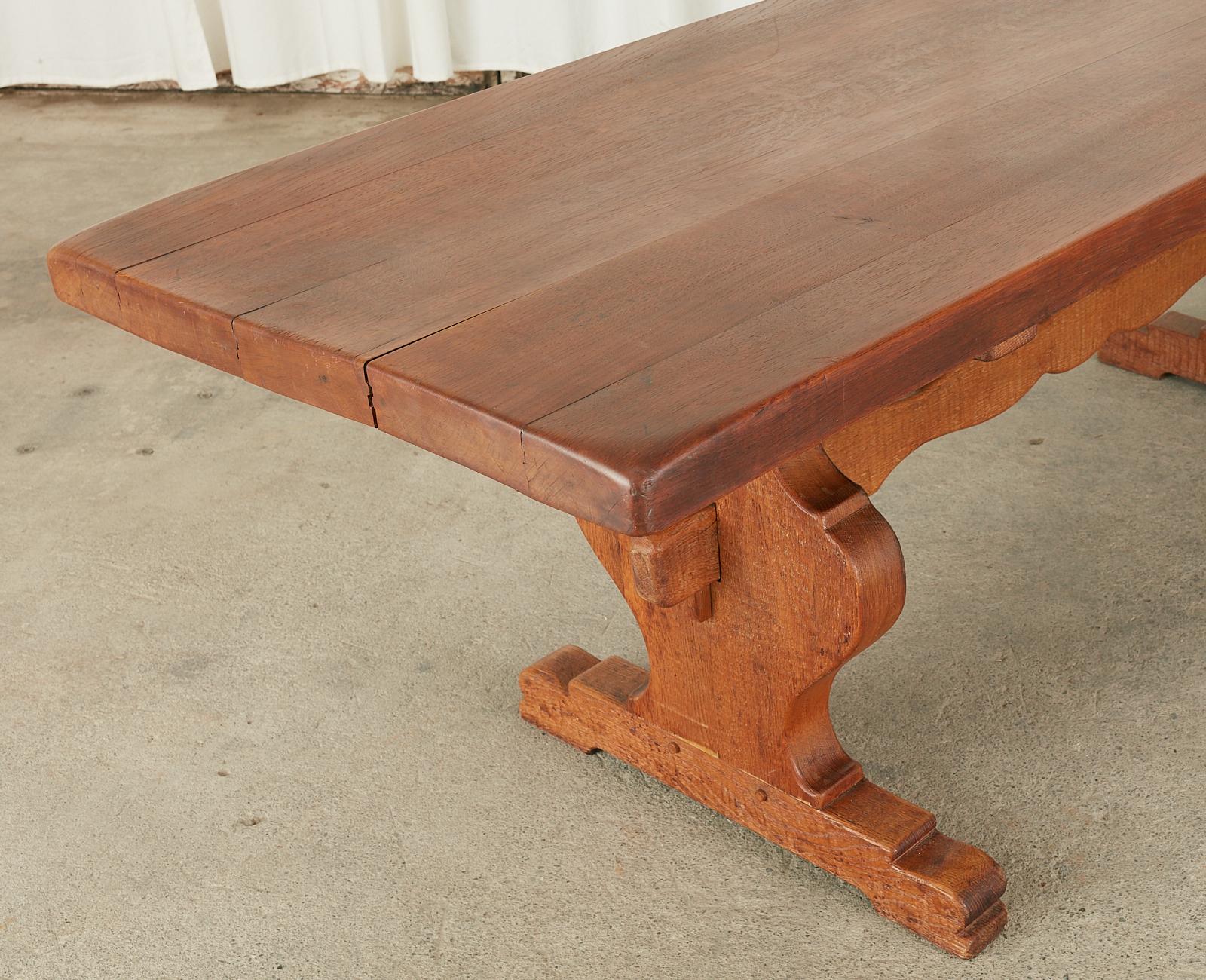 Country French Oak Farmhouse Trestle Style Dining Table 7