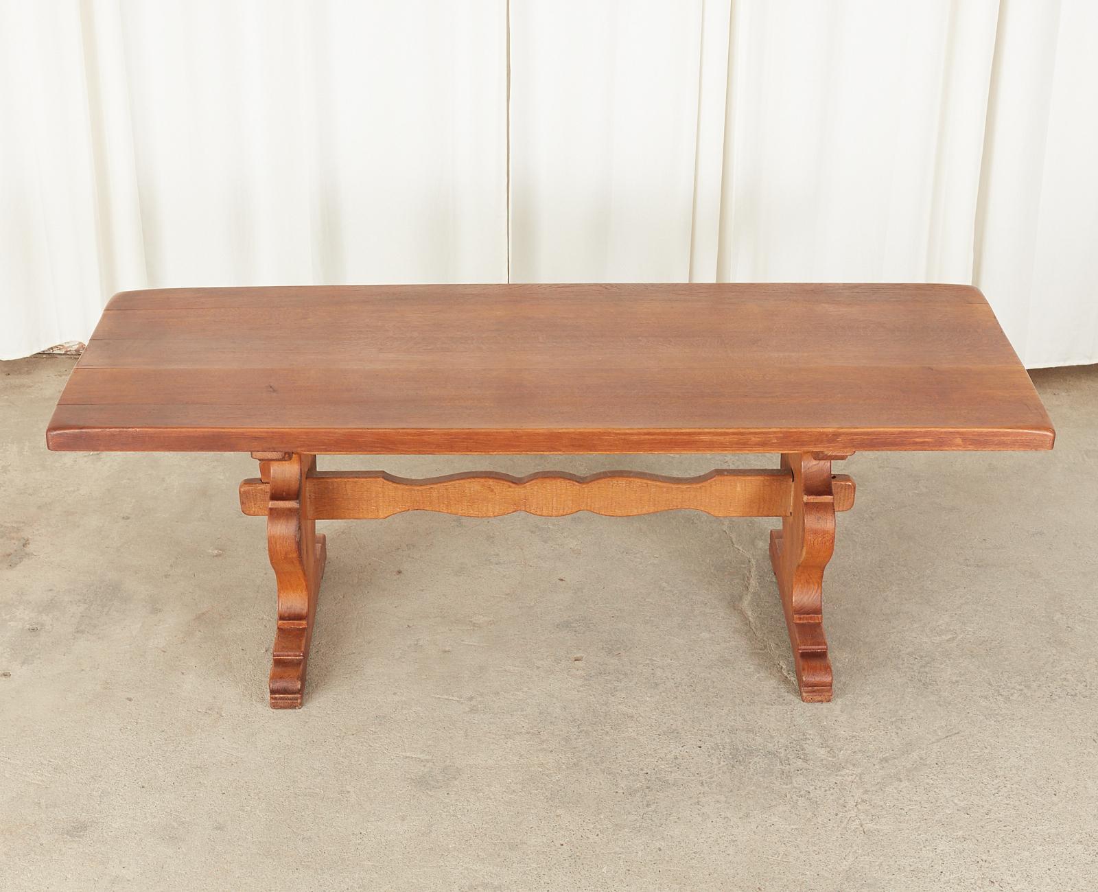 Country French Oak Farmhouse Trestle Style Dining Table 13