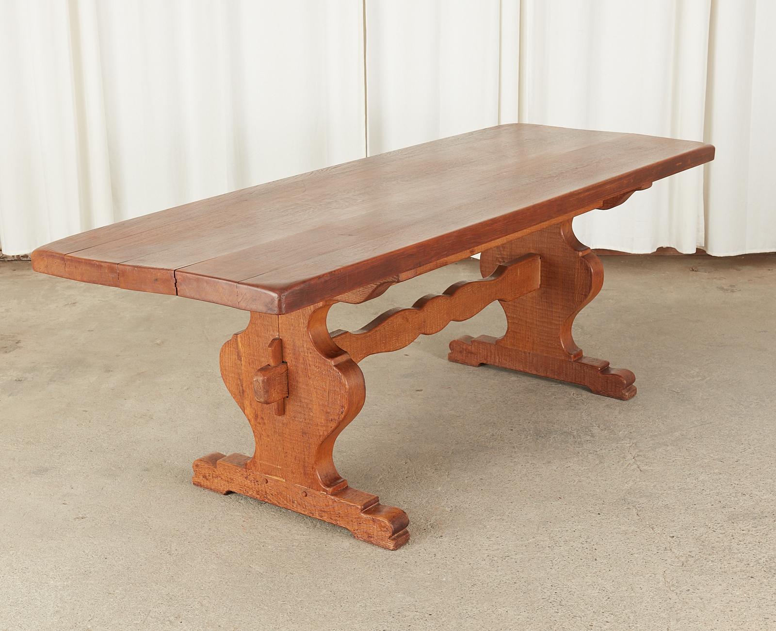 Hand-Crafted Country French Oak Farmhouse Trestle Style Dining Table