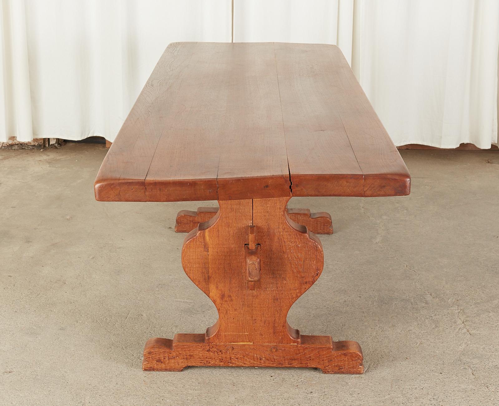 Country French Oak Farmhouse Trestle Style Dining Table 2