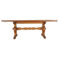 Country French Oak Farmhouse Trestle Style Dining Table
