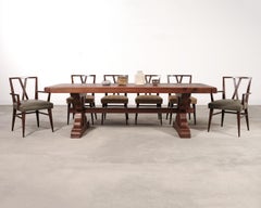 Country French Oak Refectory Farmhouse Trestle Dining Table 8 Ft.