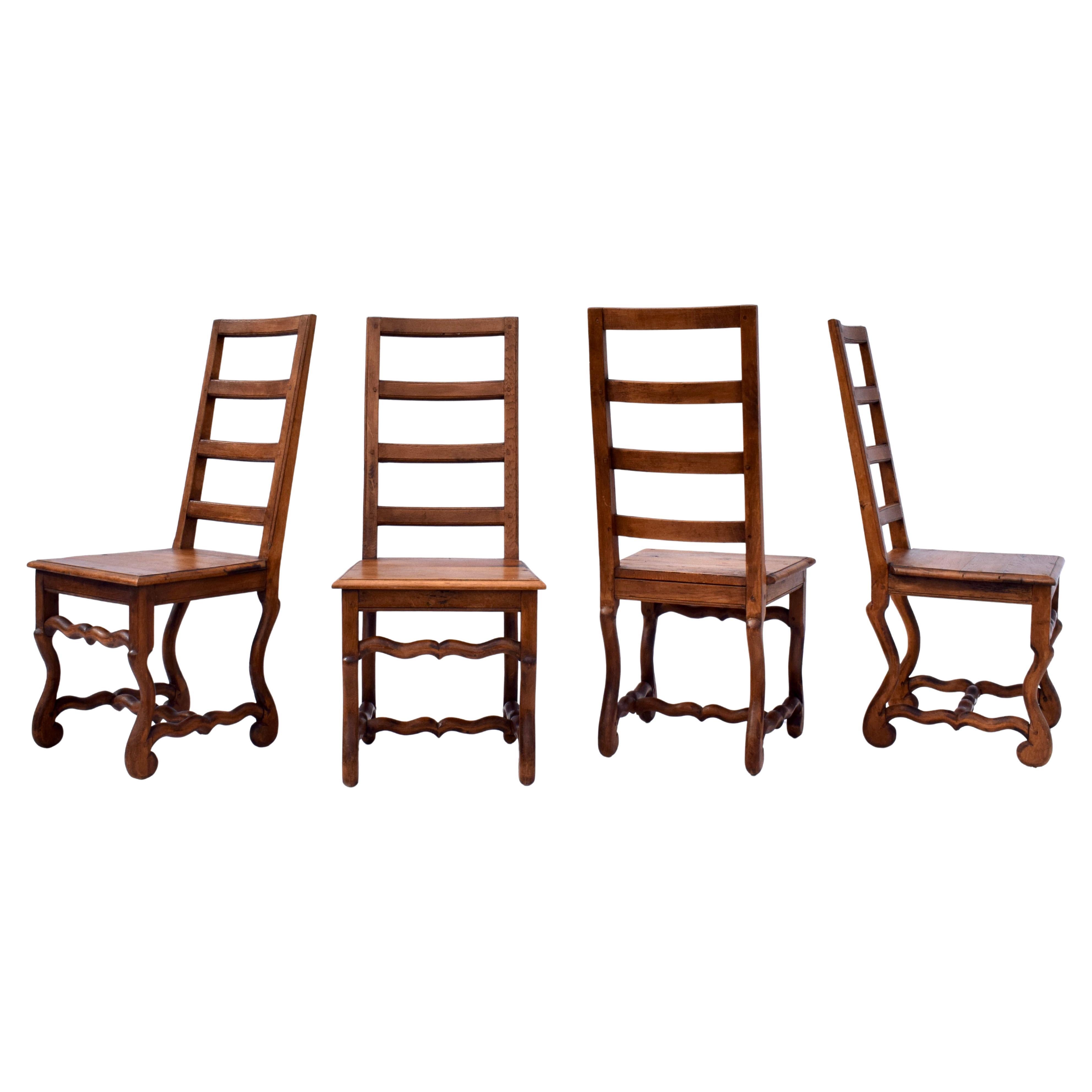 Französische Os de Mouton Esszimmerstühle, S/4 im Angebot