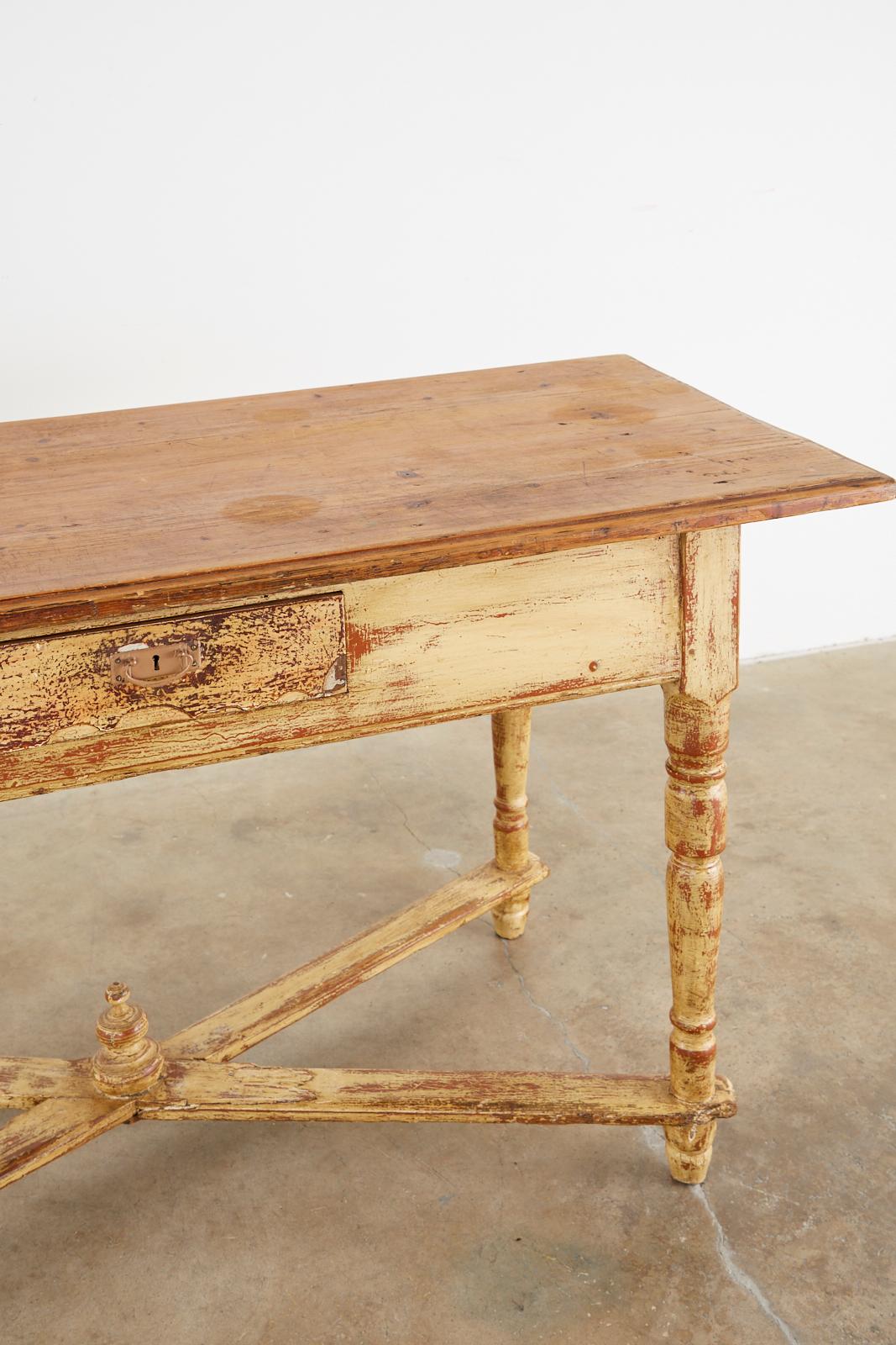 Country French Painted Pine Farmhouse Console or Work Table 3