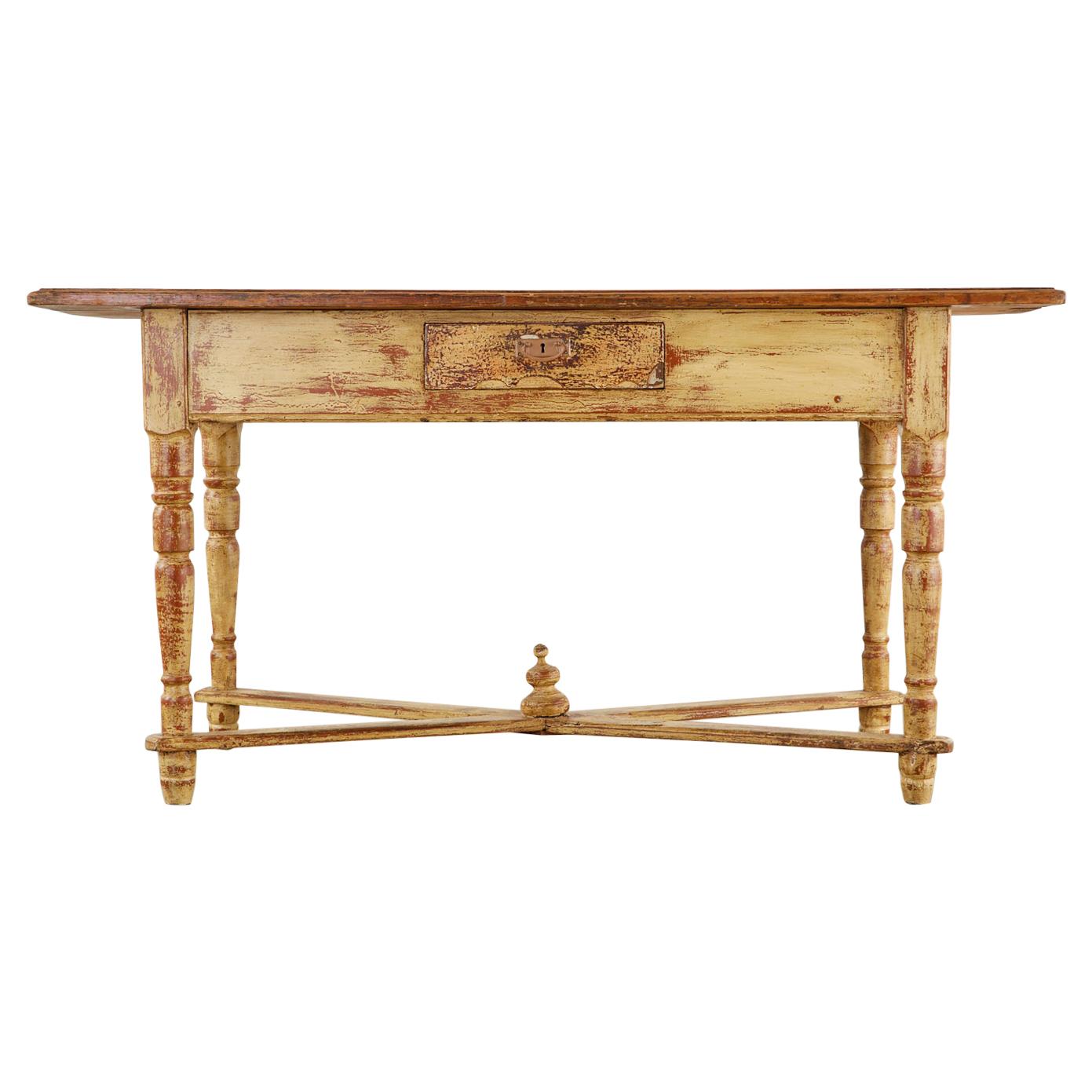 Country French Painted Pine Farmhouse Console or Work Table