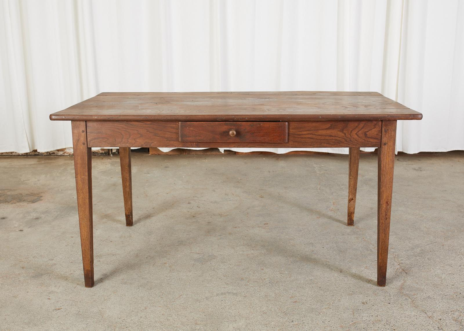 Country French Painted Pine Farmhouse Dining Table In Good Condition In Rio Vista, CA