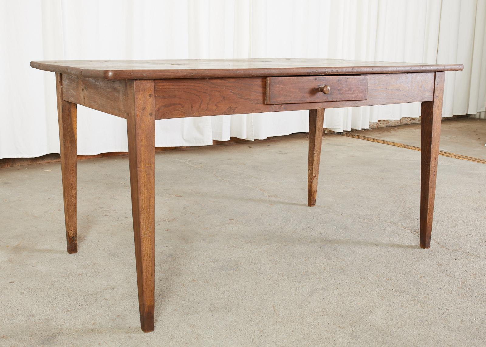 20th Century Country French Painted Pine Farmhouse Dining Table