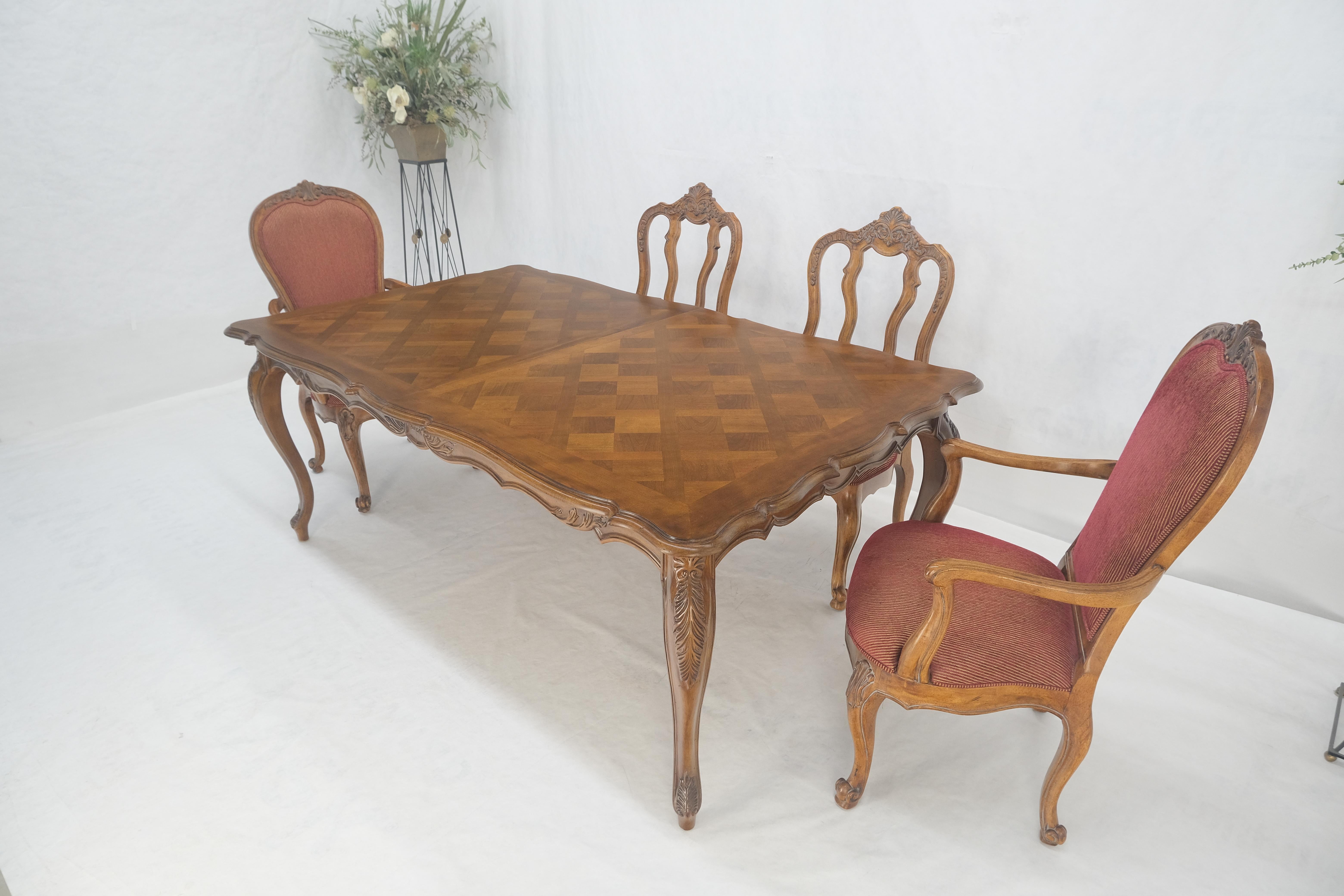Legno di seta Tavolo con piano in intarsio francese 6 sedie da pranzo 2X22