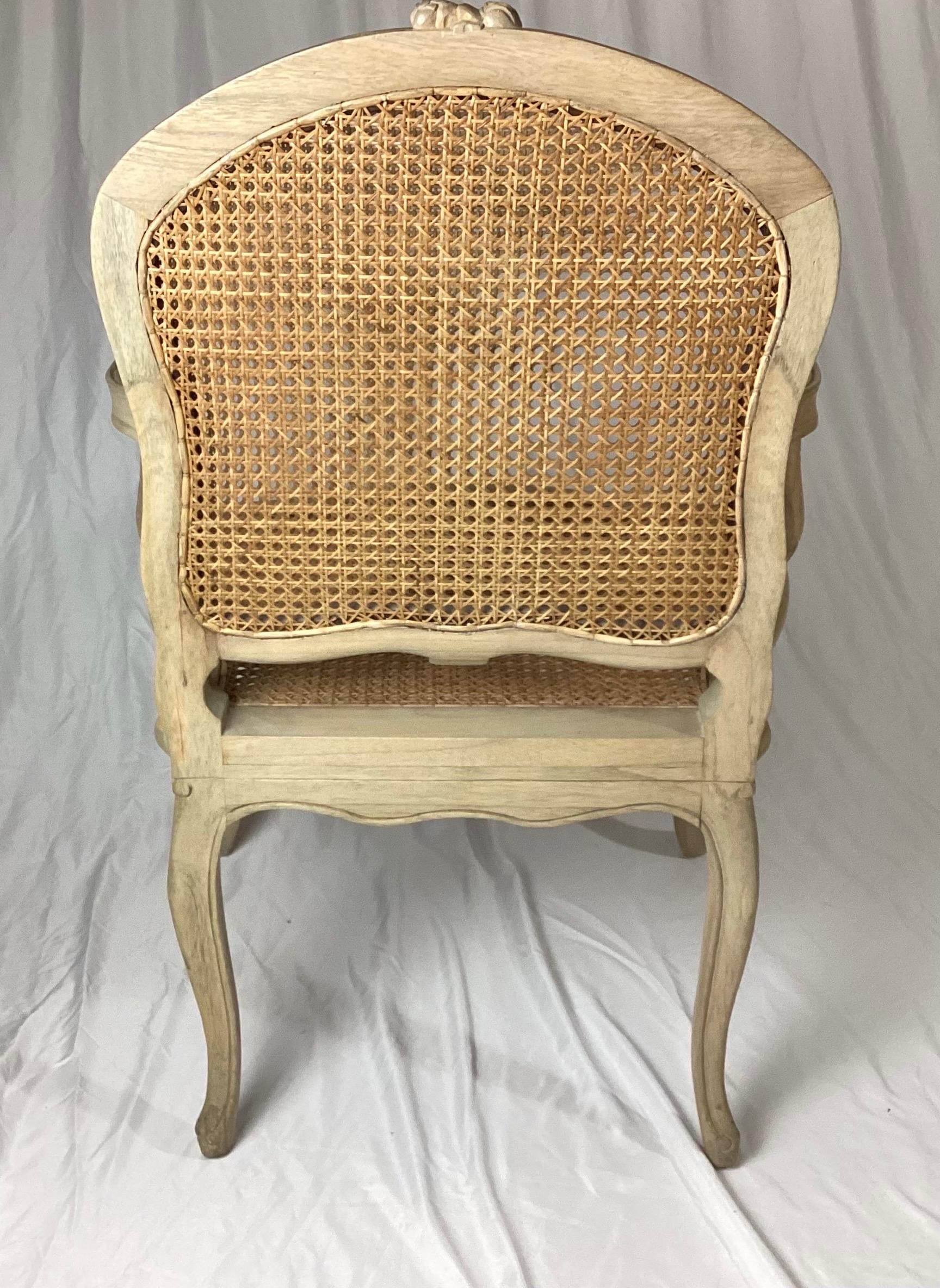 Country French Pickled Pine Double Caned Armchair For Sale 2