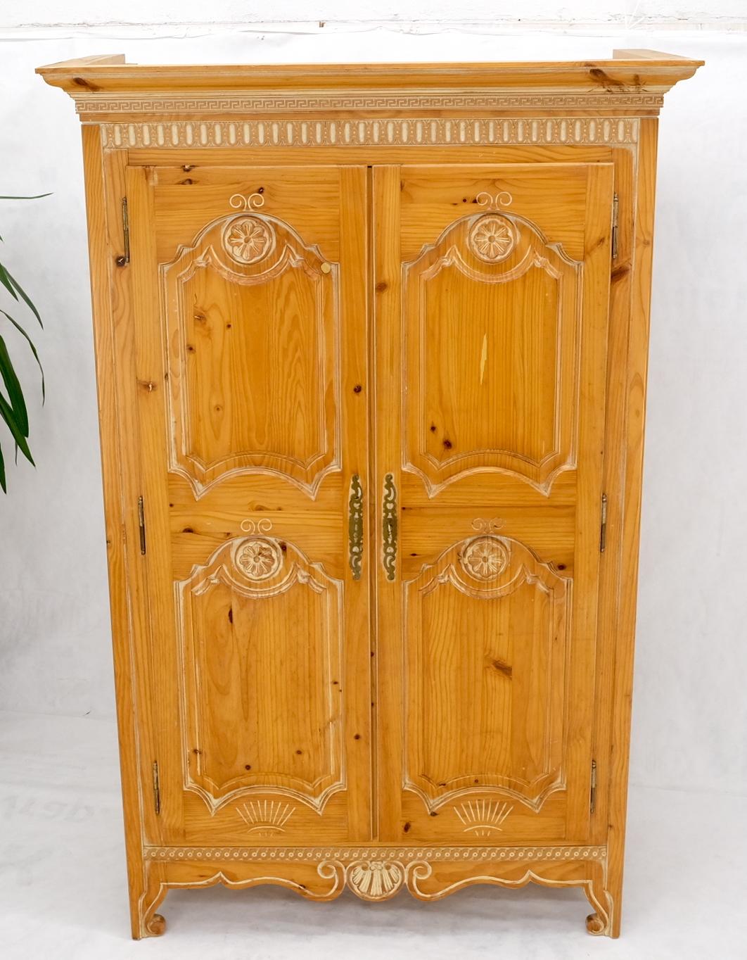 20th Century Country French Pine Wardrobe Storage Cabinet For Sale