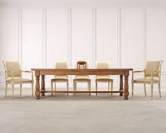 Country French Provincial Bleached Oak Farmhouse Dining Table 8 Ft