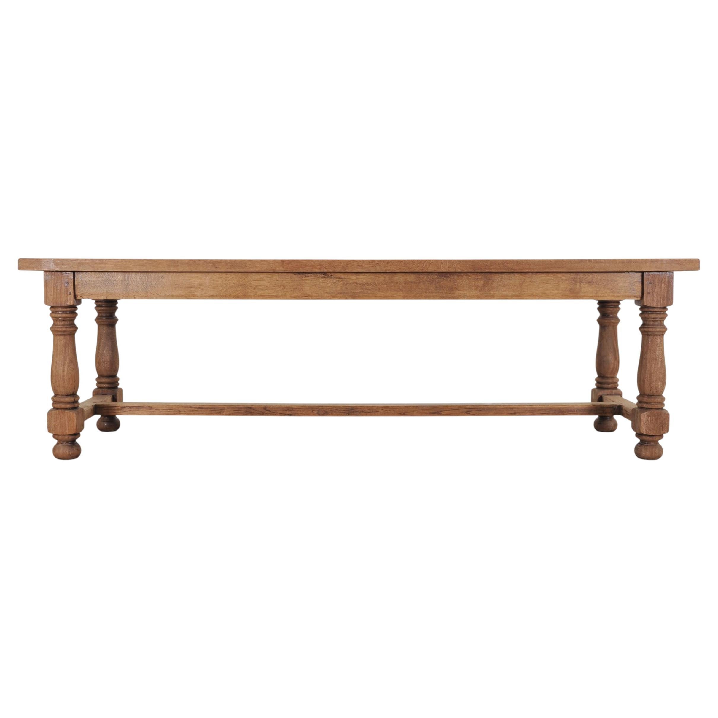 Mesa de comedor rústica de estilo provincial francés, de roble blanqueado, de 8 pies