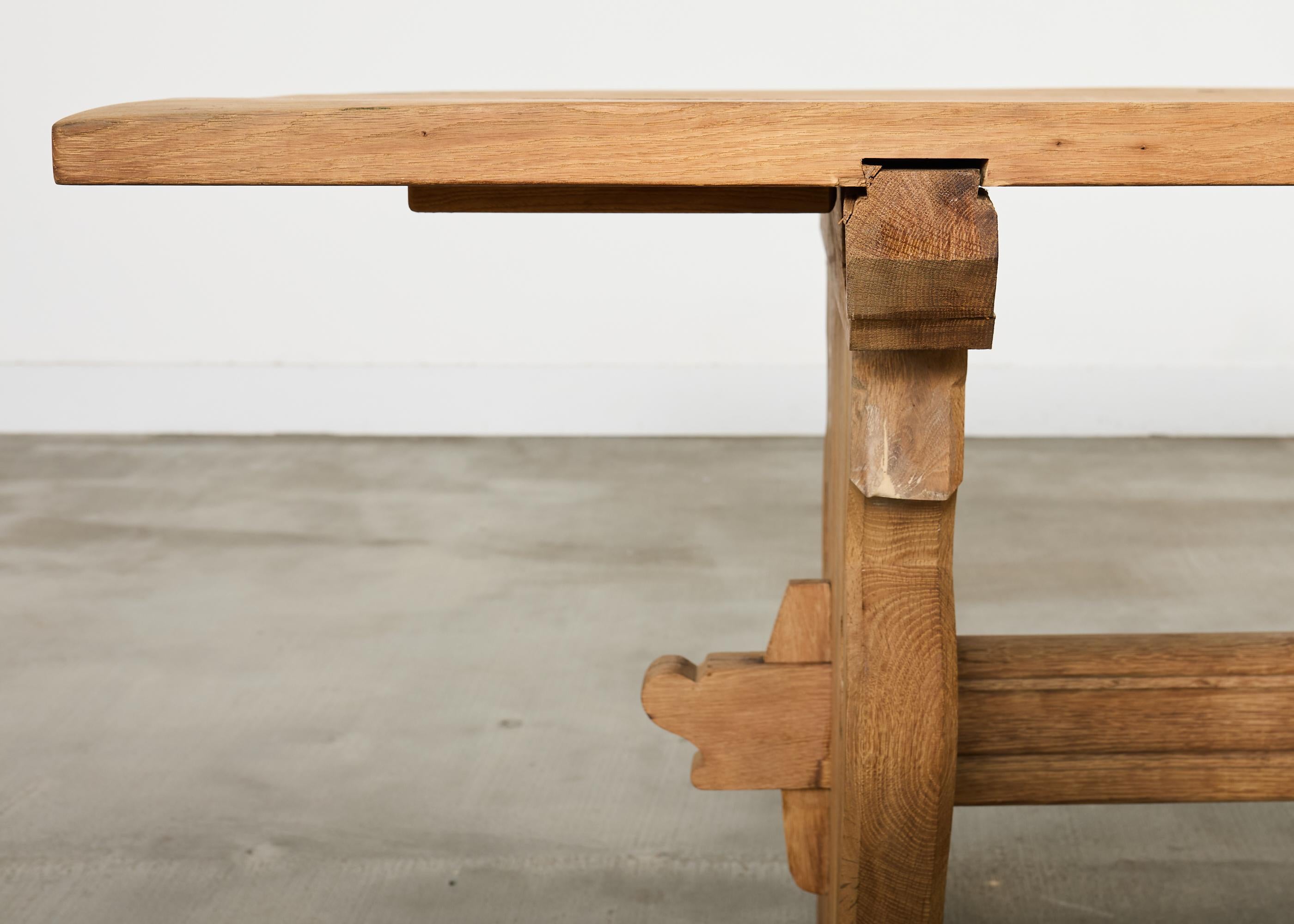 Table de salle à manger de campagne en chêne blanchi en vente 5