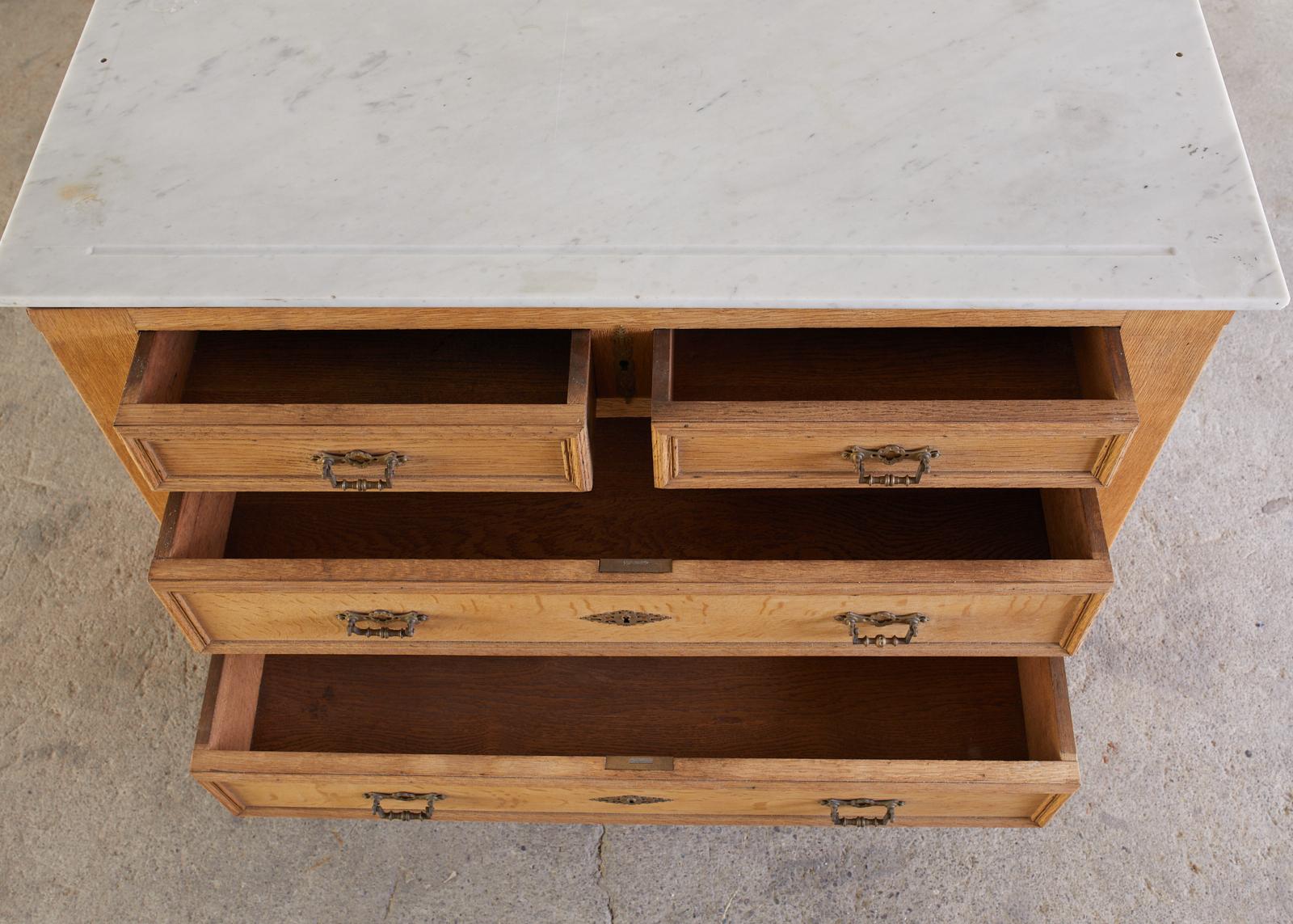 Country French Provincial Bleached Oak Marble-Top Commode 5