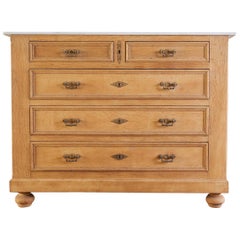 Country French Provincial Bleached Oak Marble-Top Commode