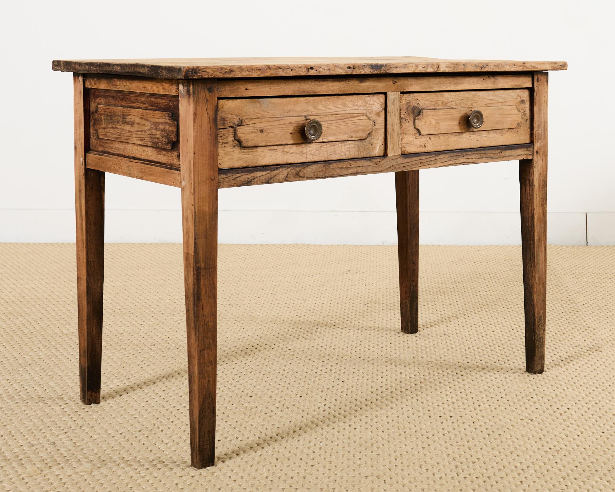 20th Century Country French Provincial Bleached Pine Writing Table Desk