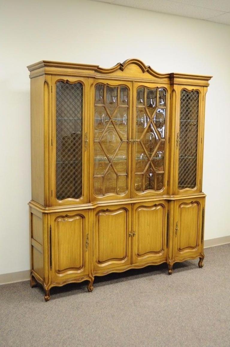 Country French Provincial Breakfront China Cabinet Walnut Fruitwood Country French Provincial Breakfront China Cabinet Walnut Fruitwood Bubble Gl For 2