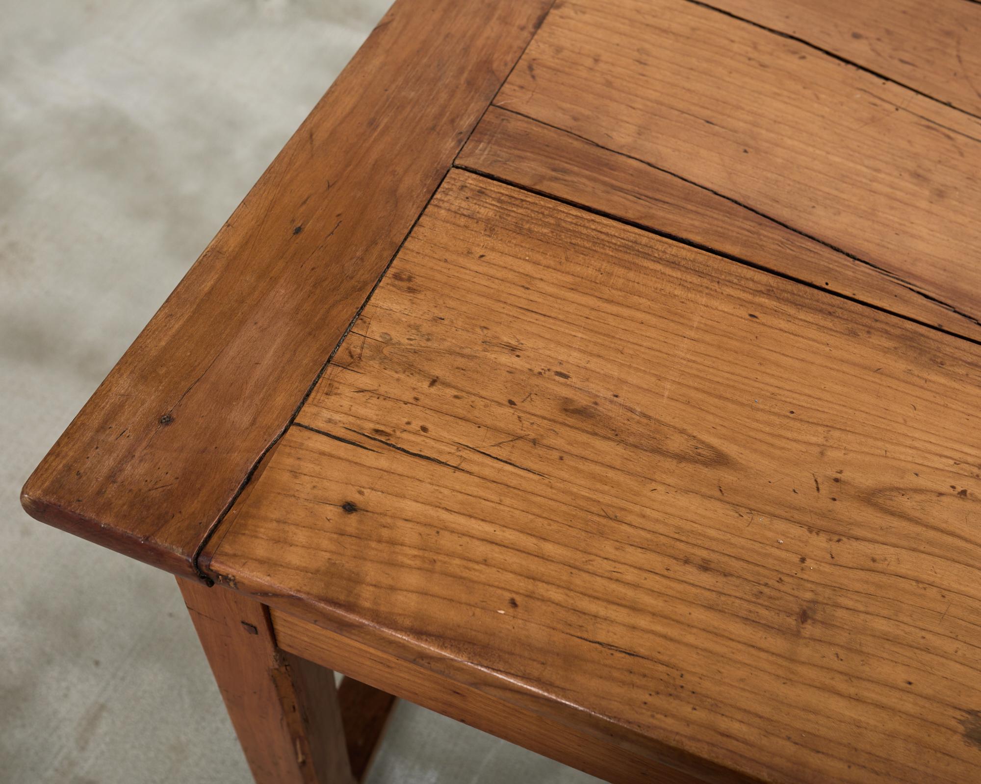 Country French Provincial Fruitwood Farmhouse Trestle Dining Table For Sale 6