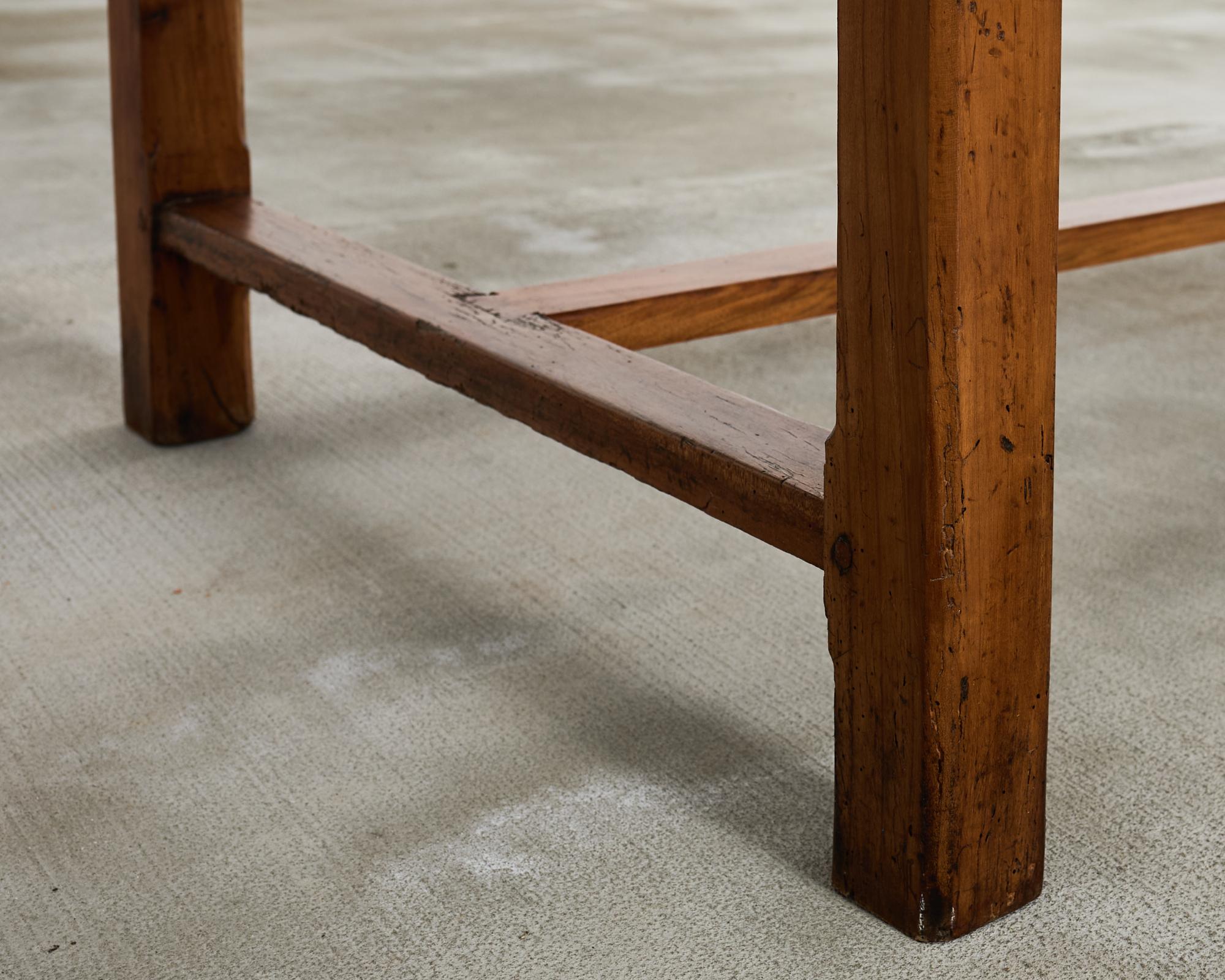 Country French Provincial Fruitwood Farmhouse Trestle Dining Table For Sale 8