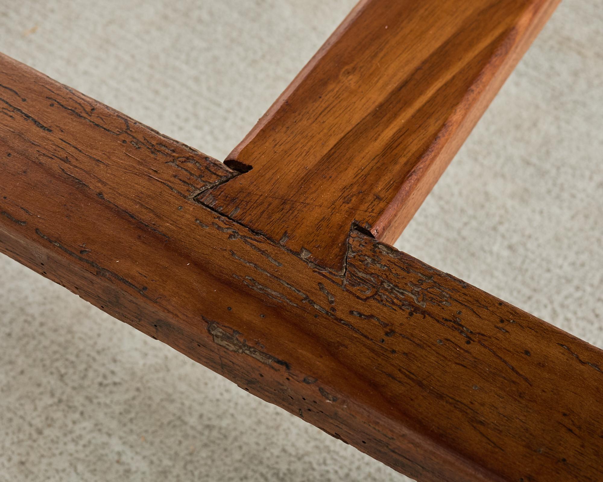 Country French Provincial Fruitwood Farmhouse Trestle Dining Table For Sale 9