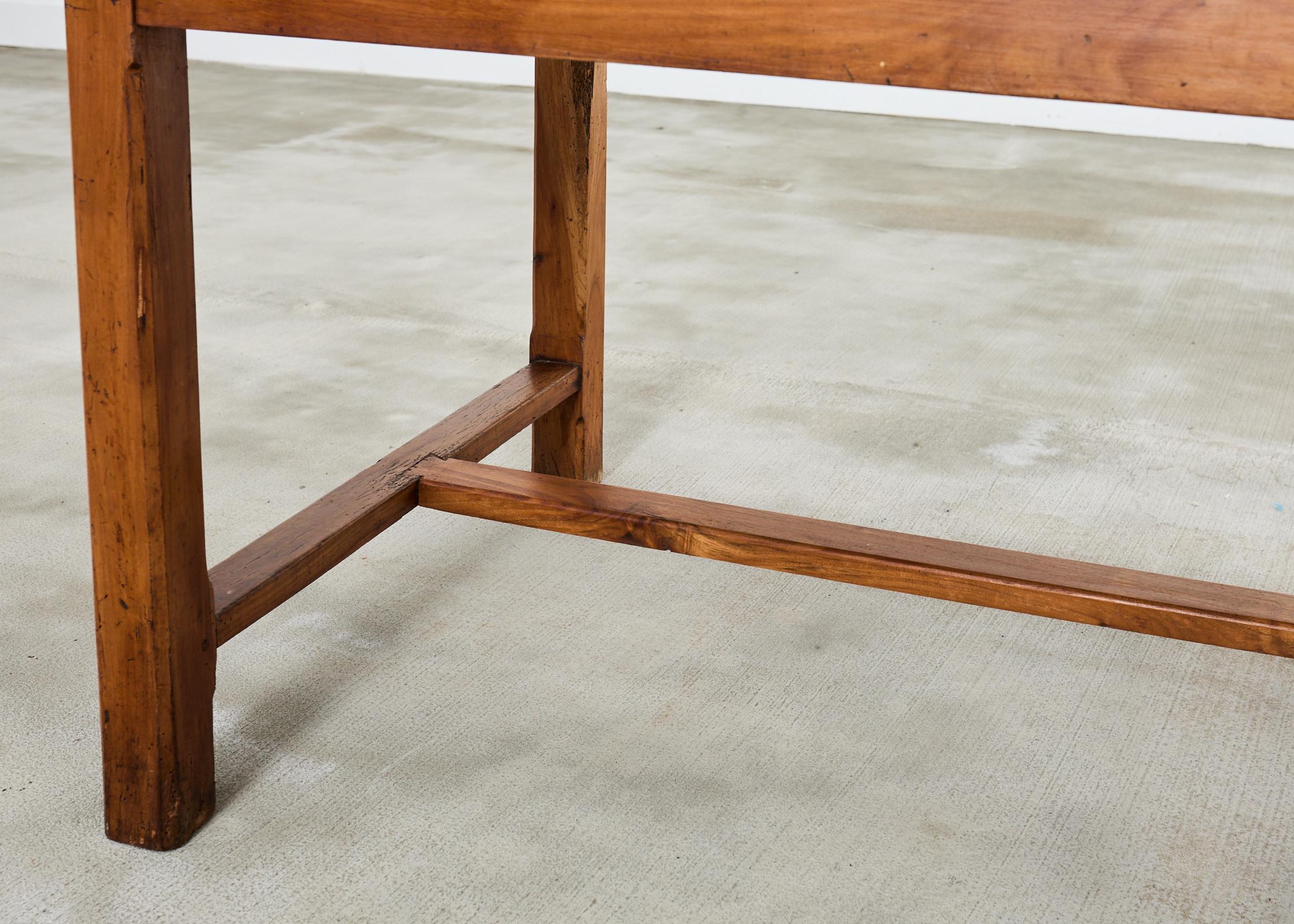 Country French Provincial Fruitwood Farmhouse Trestle Dining Table For Sale 10