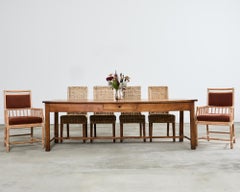 Country French Provincial Fruitwood Farmhouse Trestle Dining Table