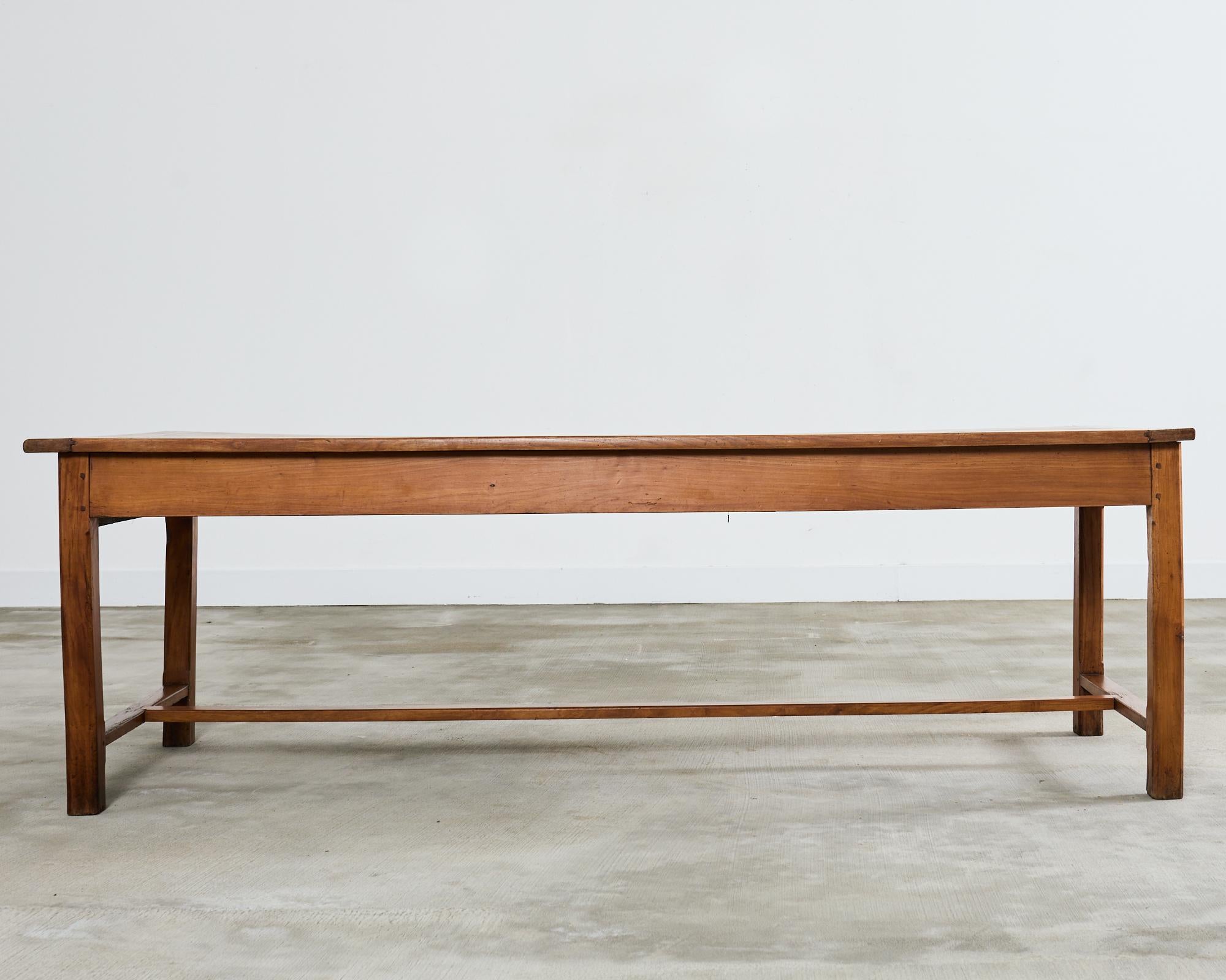 Country French Provincial Fruitwood Farmhouse Trestle Dining Table For Sale 15