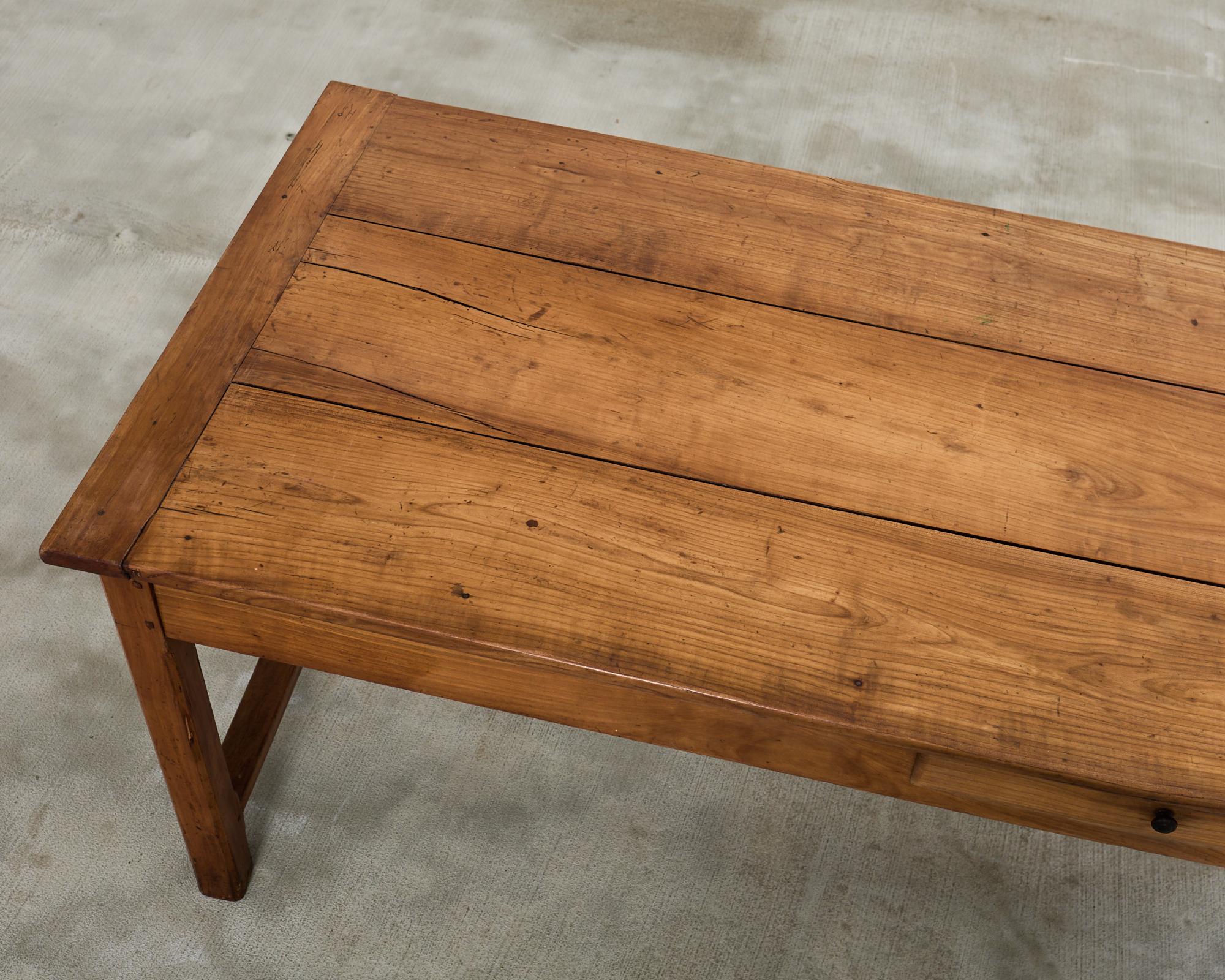 Country French Provincial Fruitwood Farmhouse Trestle Dining Table For Sale 3